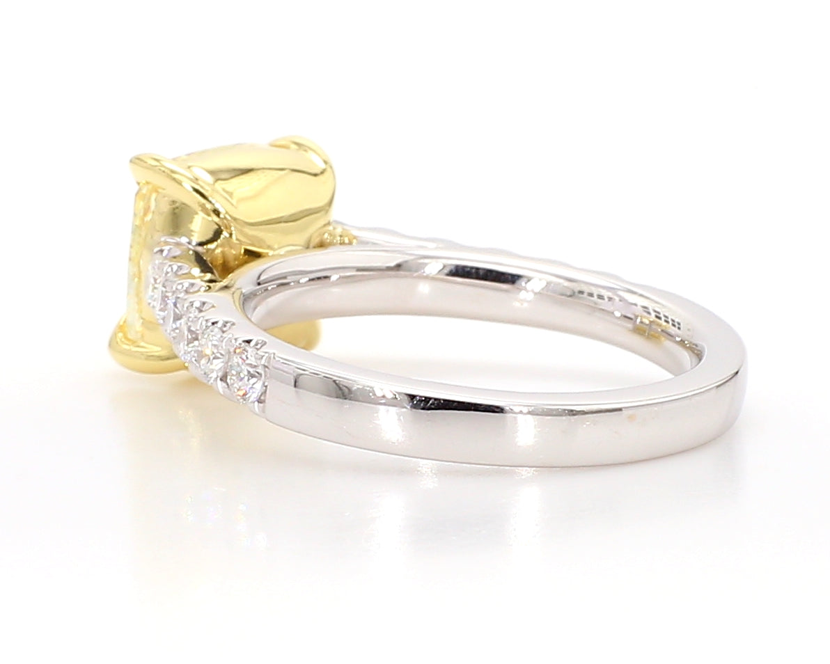 Natural Yellow Cushion Diamond Ring GIA Certified product image 4