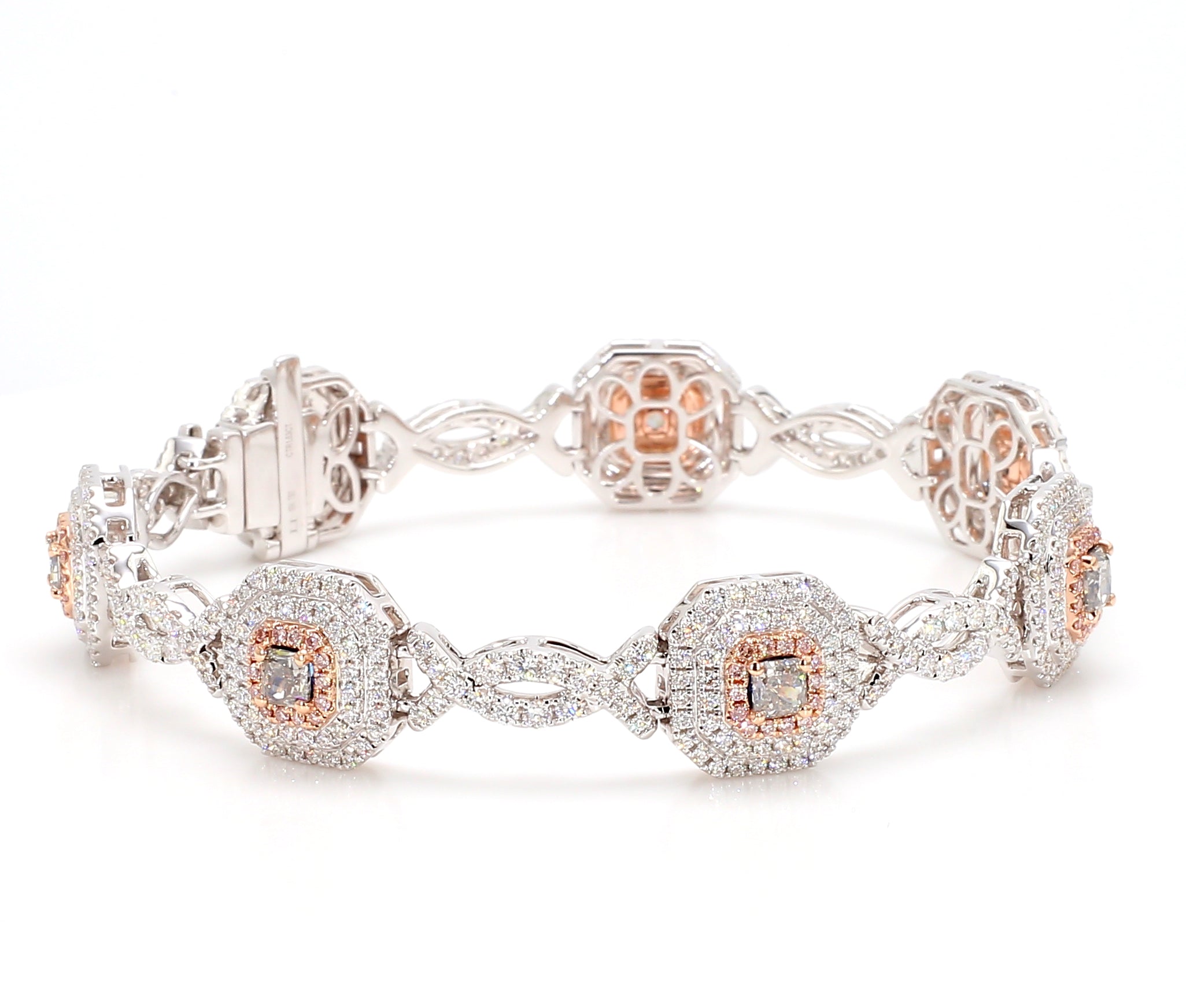 Natural Gray Radiant Diamond Bracelet Gia Certified