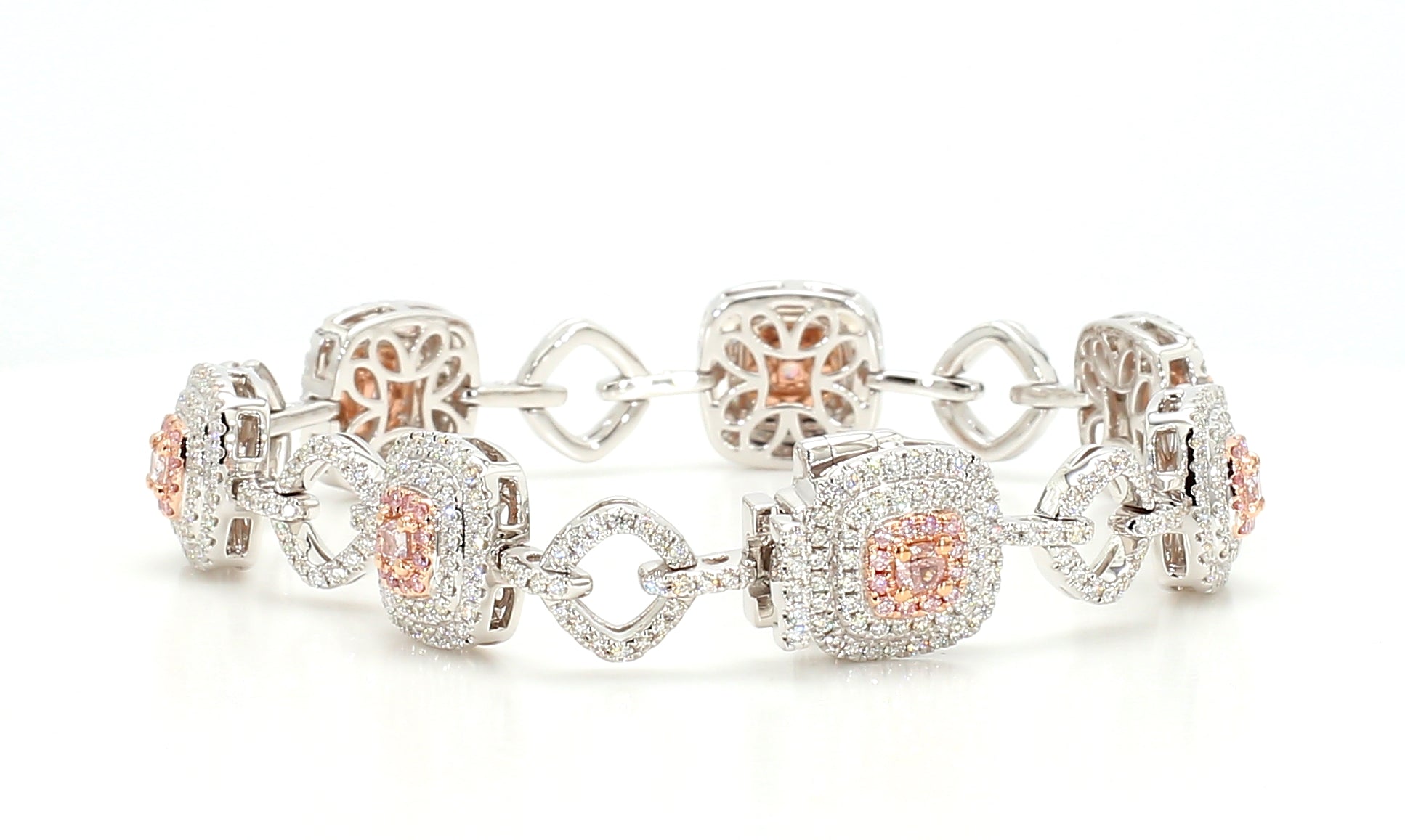 Natural Pink Cushion Diamond Bracelet Gia Certified