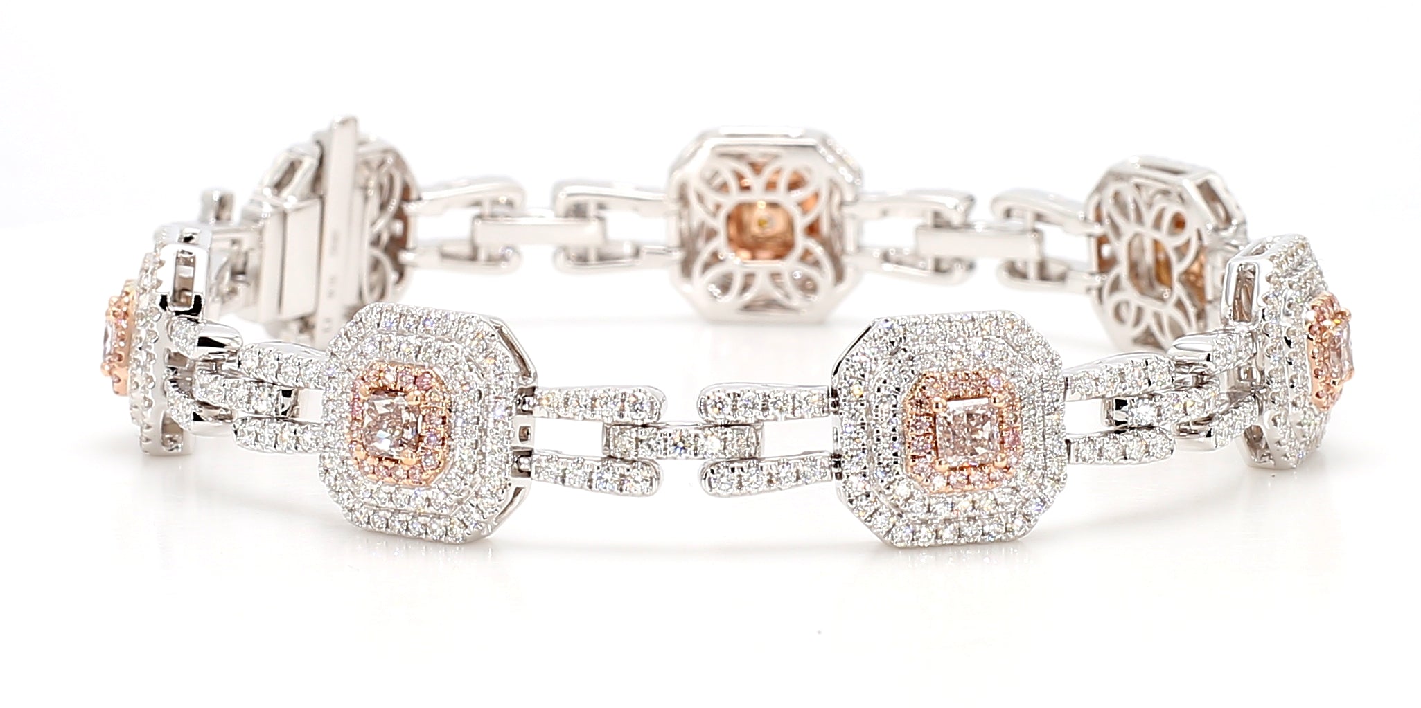 Natural Pink Radiant Diamond Bracelet Gia Certified