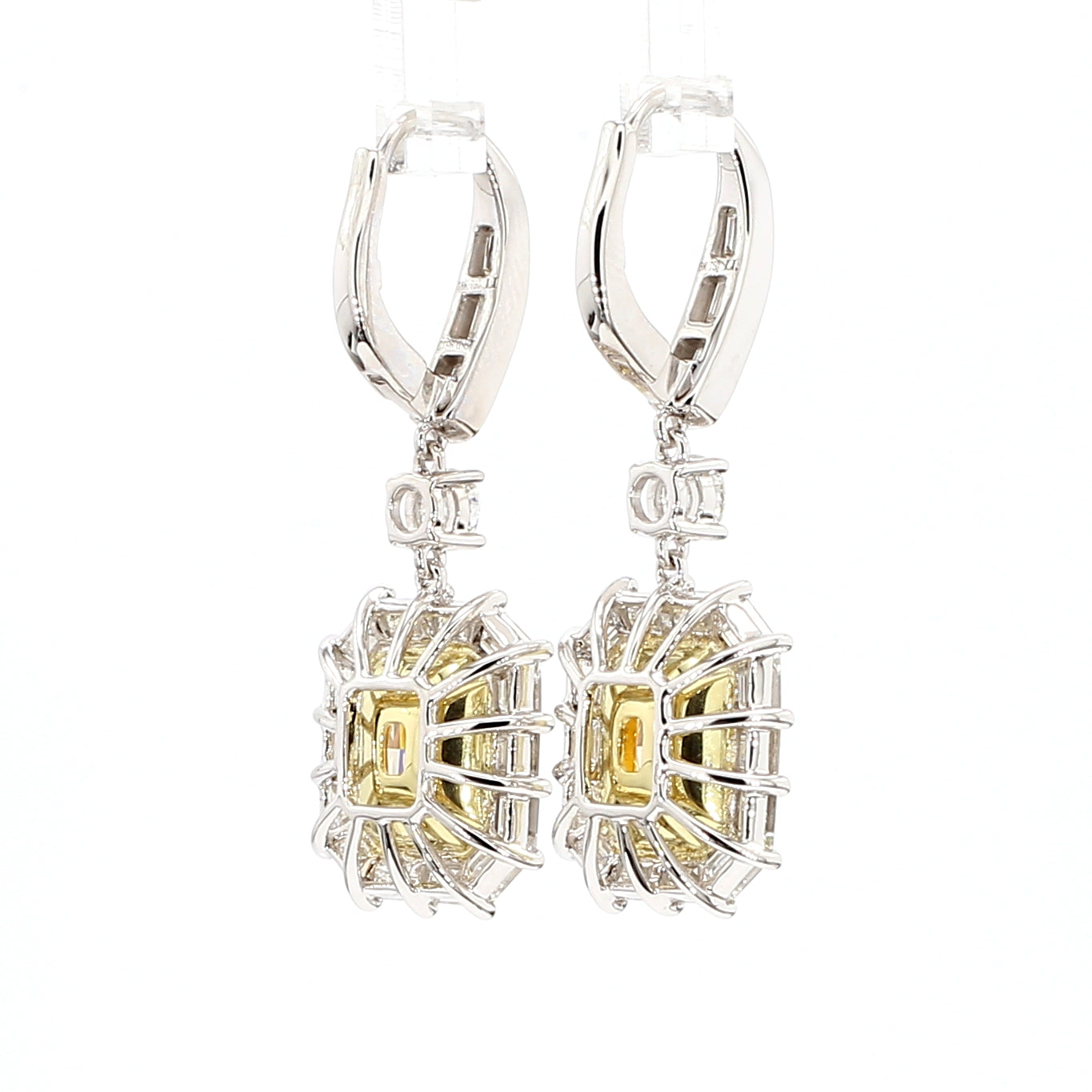 Natural Yellow Radiant Diamond Earring Gia Certified