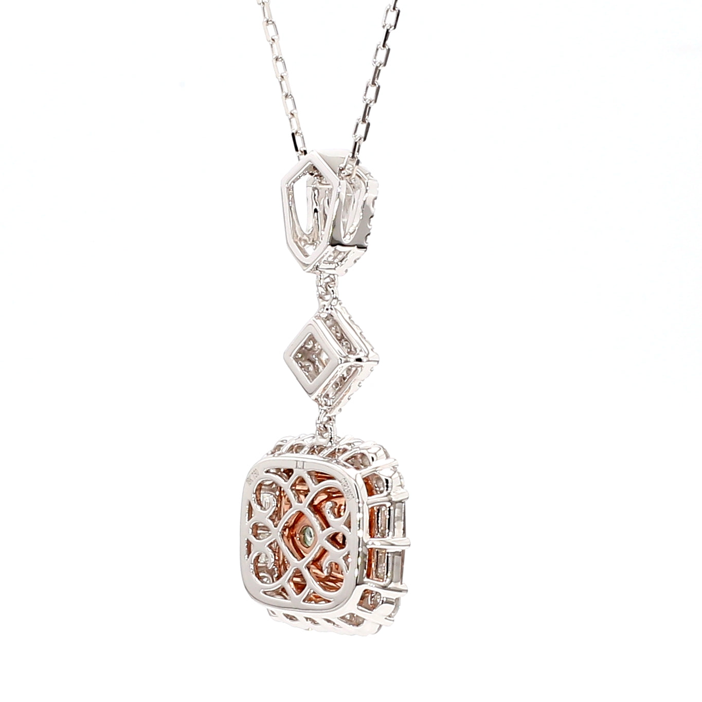 Natural Green Asscher Diamond Pendant Gia Certified