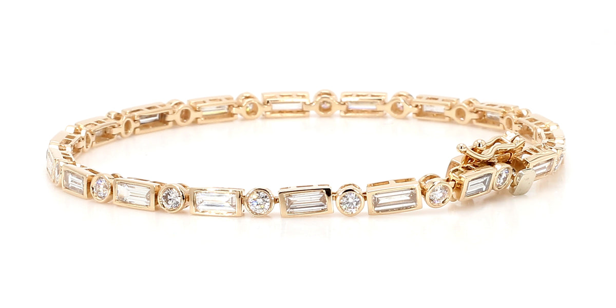 Natural White Baguette Diamond Bracelet