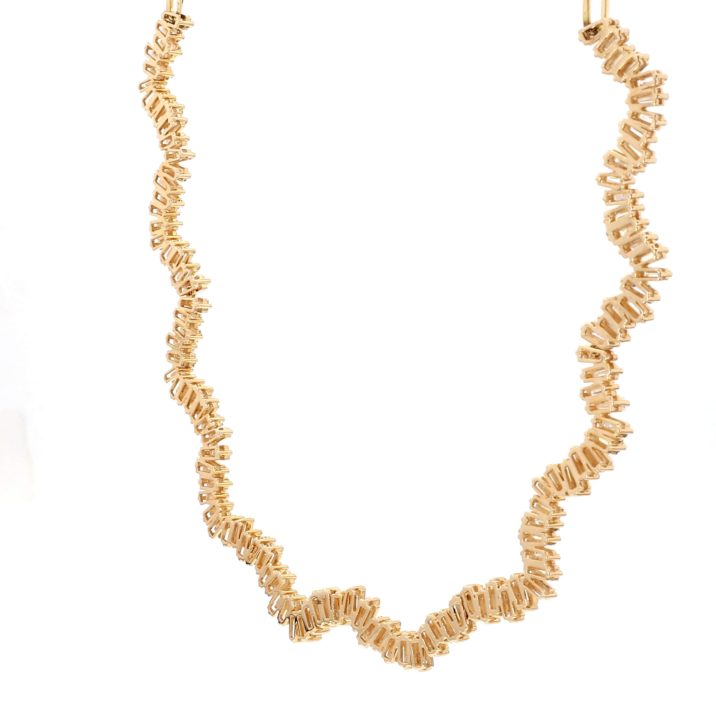 Natural White Baguette Diamond Necklace