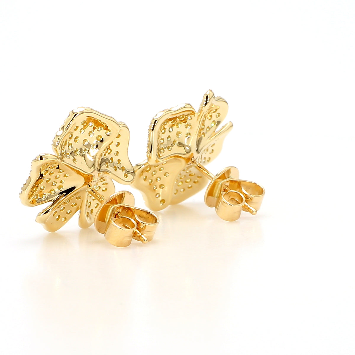 Natural Yellow Round Diamond Earring