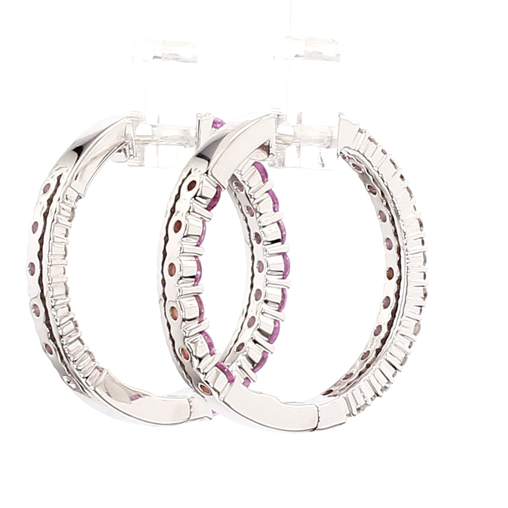 Natural Blue Round Sapphire & White Diamond Earring