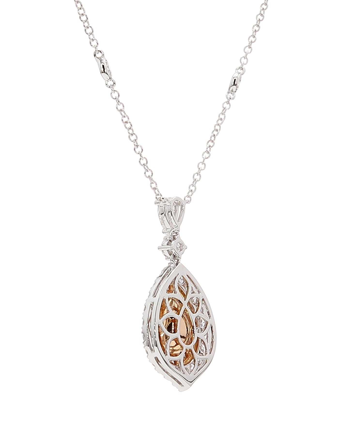 Natural Pink Pear Diamond Necklace Gia Certified