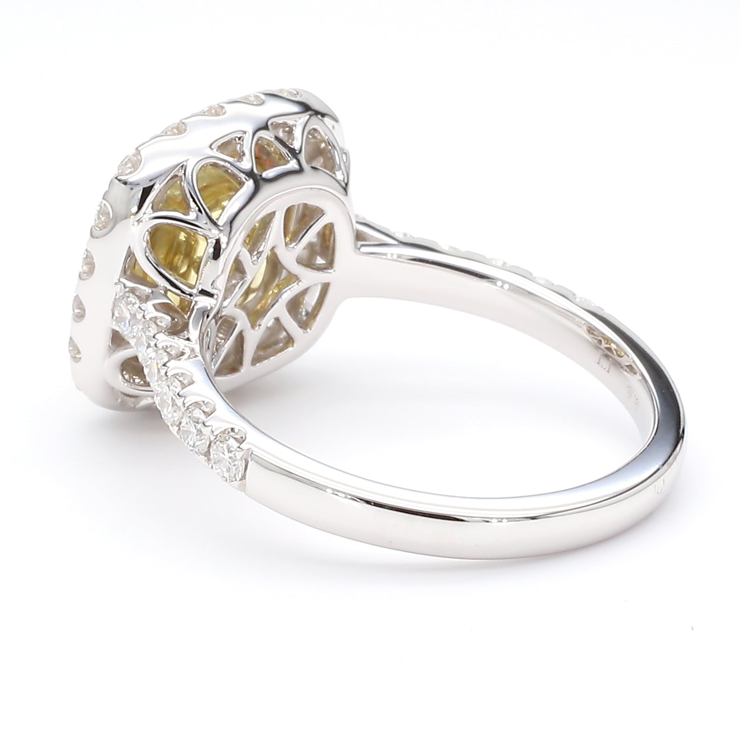 Natural Yellow Cushion Diamond Ring Gia Certified
