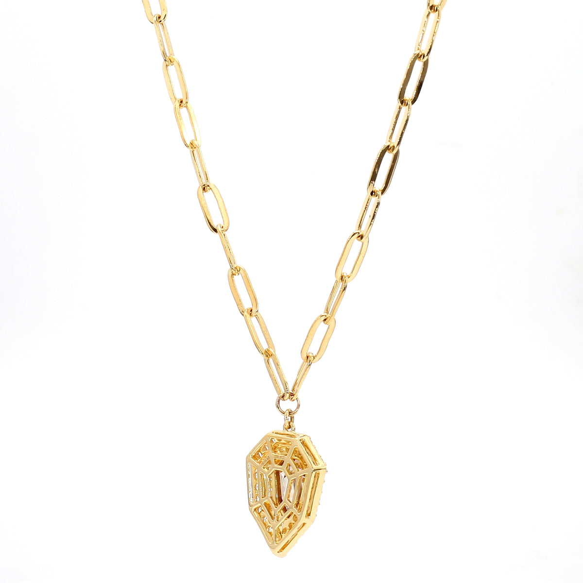 Natural Orange Shield Diamond Necklace | GIA Certified
