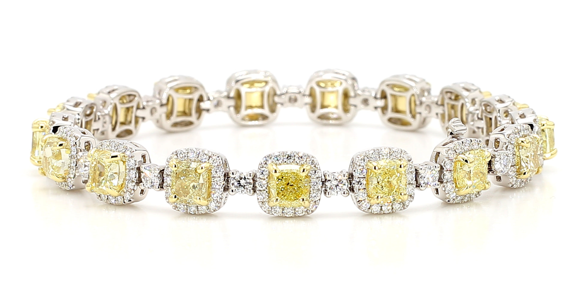 Natural Yellow Cushion Diamond Bracelet Gia Certified