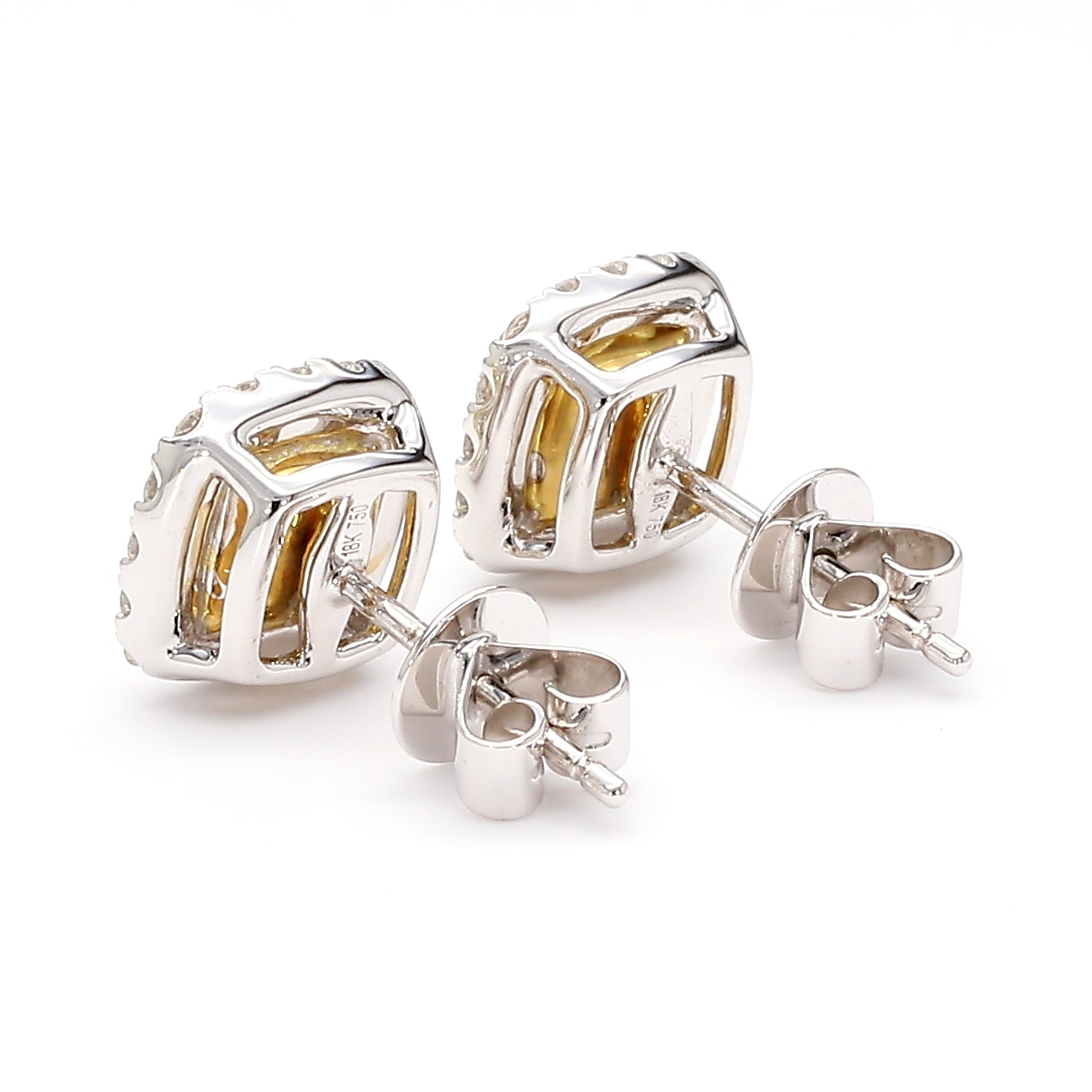 Natural Yellow Cushion Diamond Earring Gia Certified