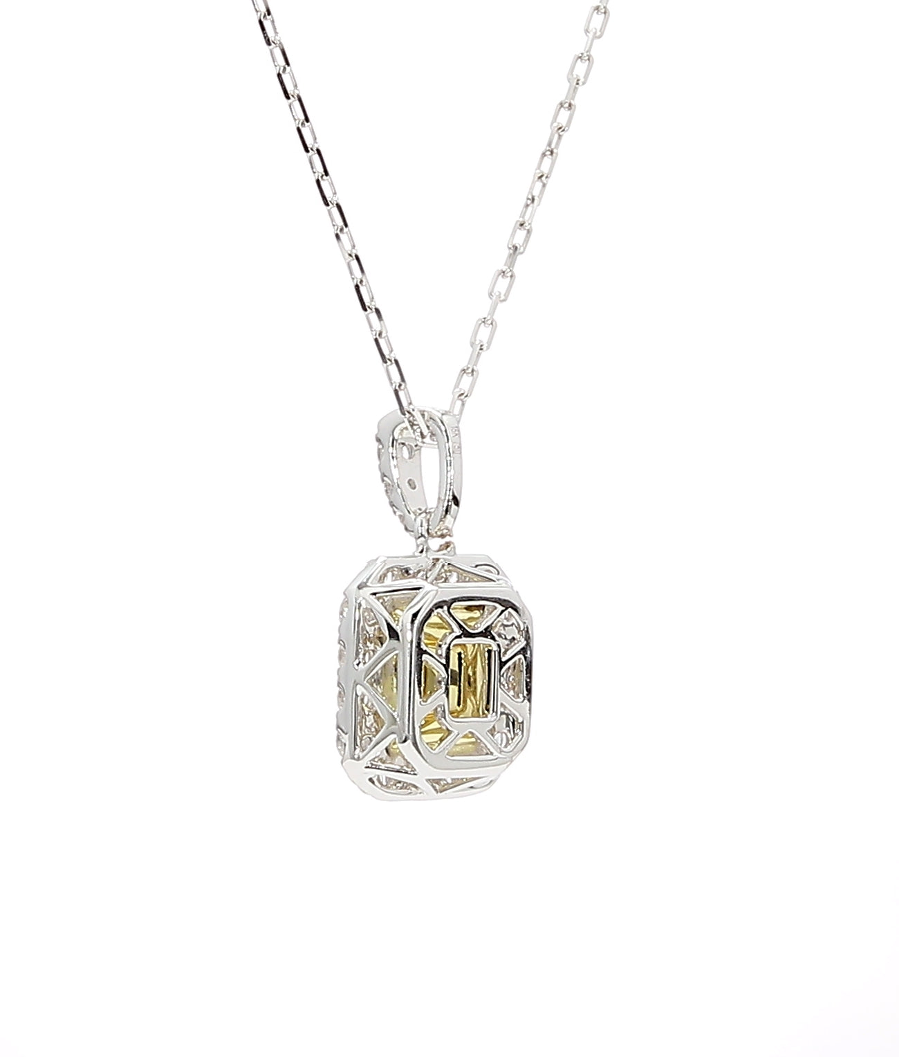 Natural Yellow Radiant Diamond Pendant Gia Certified