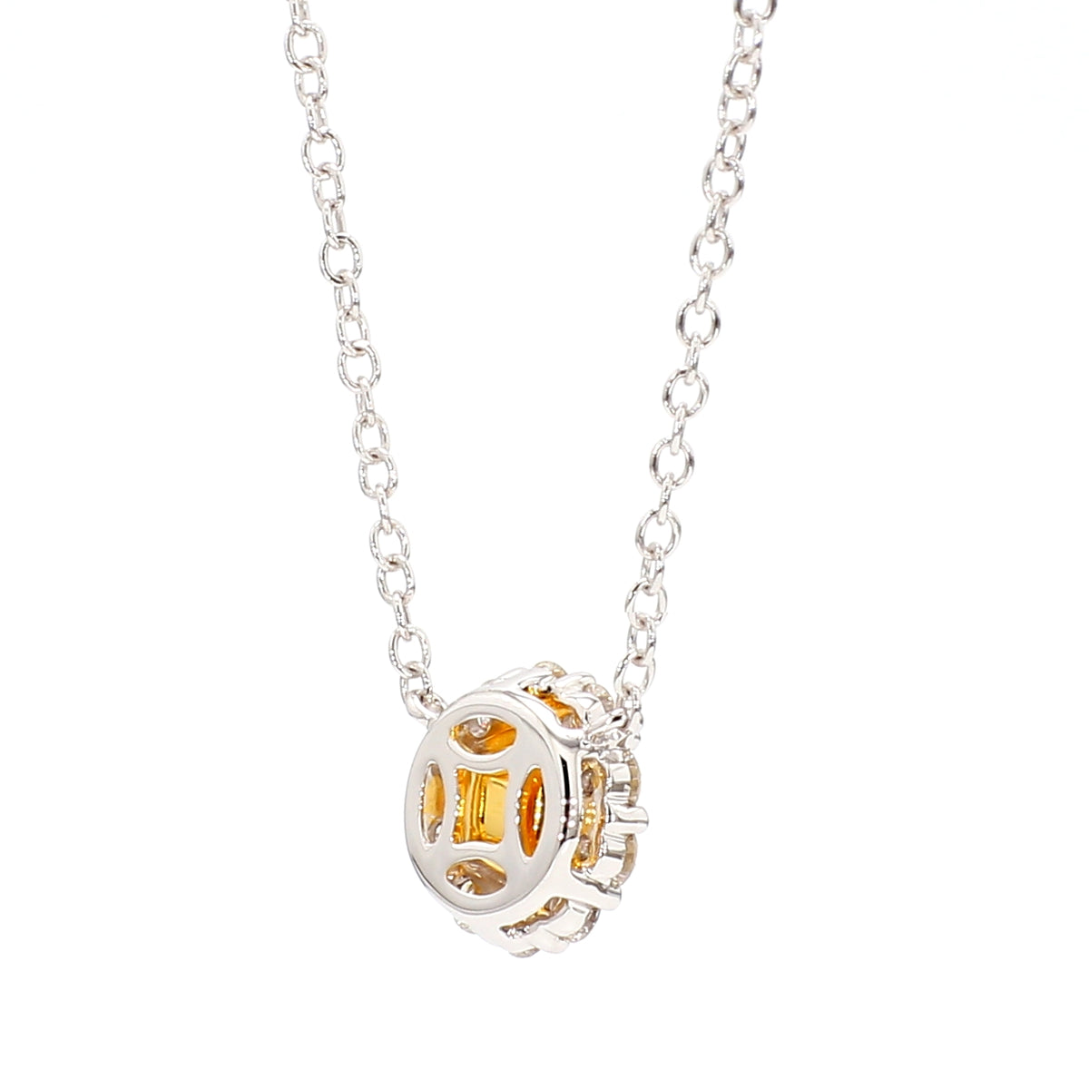Natural Orange Round Diamond Necklace | GIA Certified