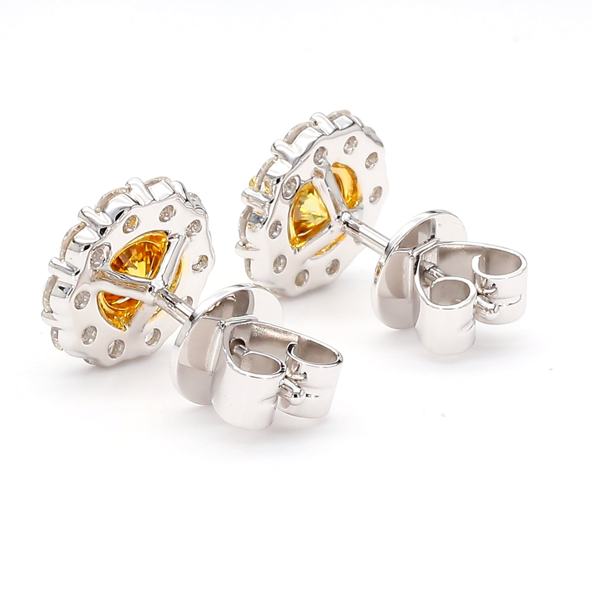 Natural Yellow Round Diamond Earring | GIA Certified