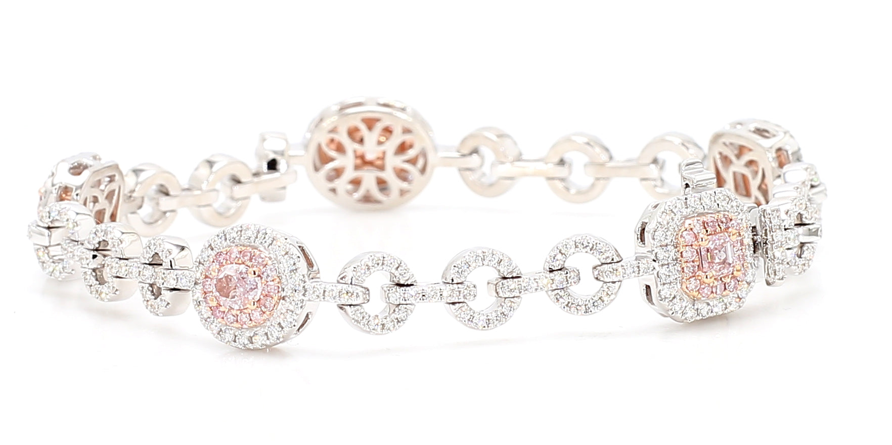 Natural Pink Radiant Diamond Bracelet Gia Certified