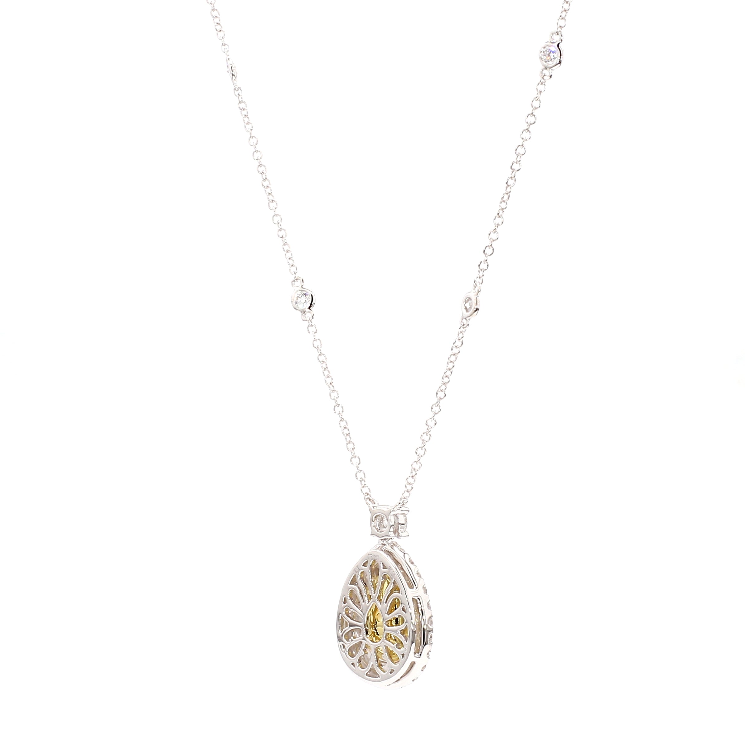 Natural Yellow Pear Diamond Necklace Gia CERTIFIED