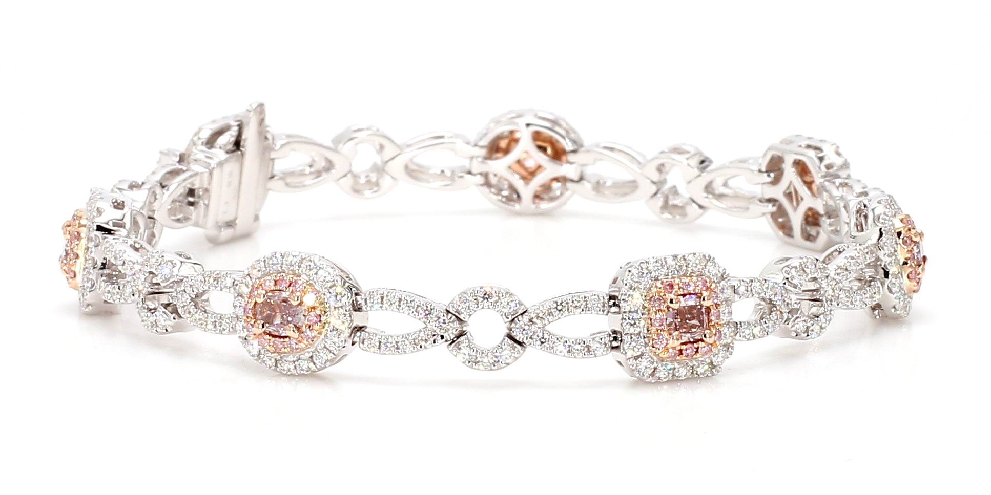 Natural Pink Cushion Diamond Bracelet Gia Certified