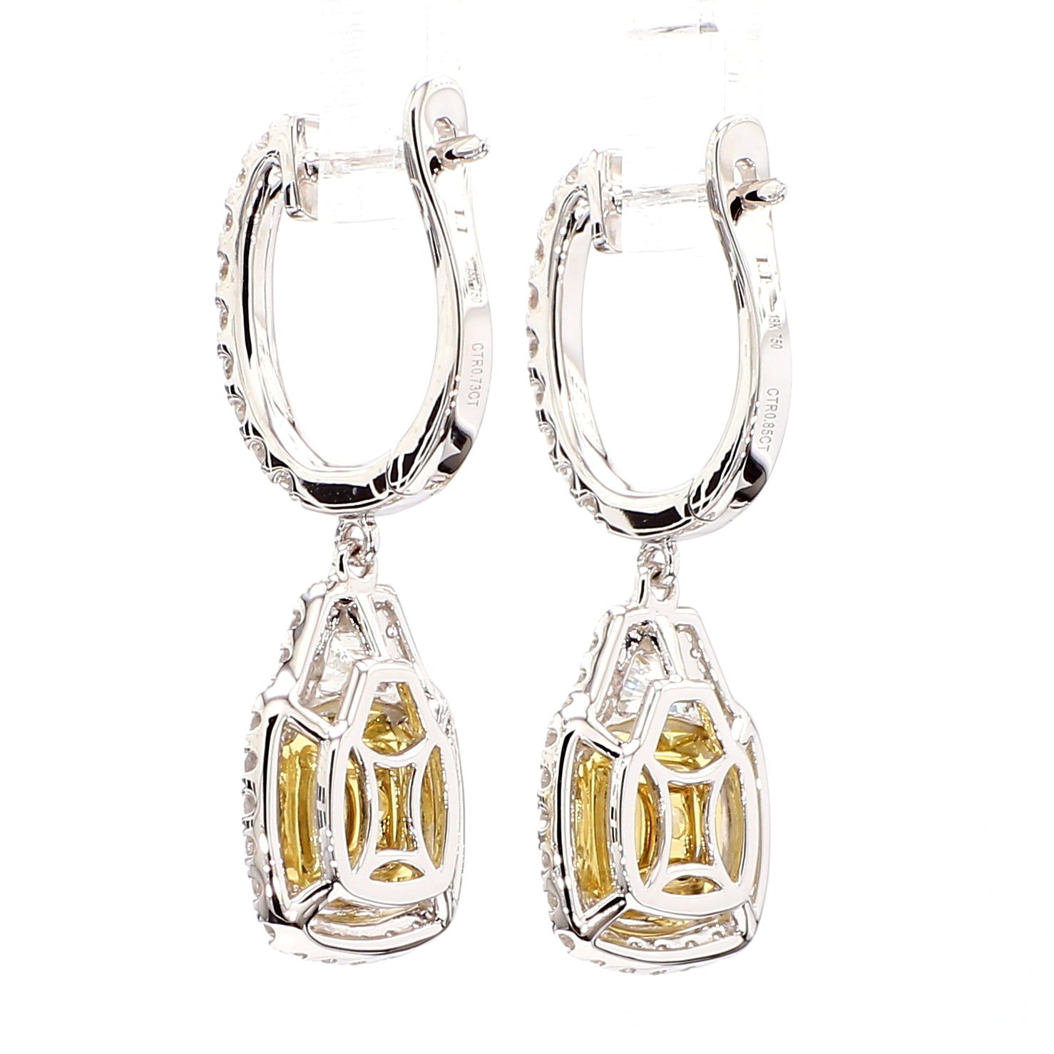 Natural Yellow Cushion Diamond Earring GIA Certified product image 4