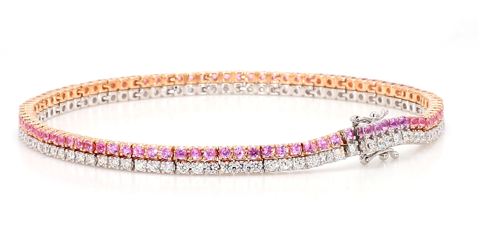Natural Blue Round Sapphire & White Diamond Bracelet