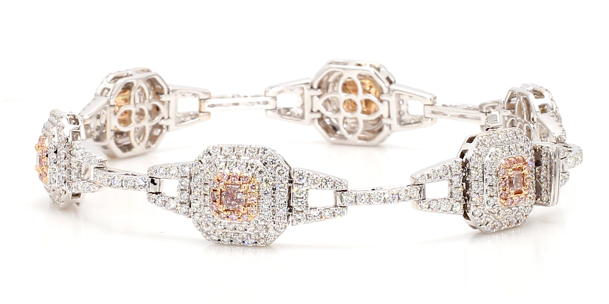 Natural Pink Radiant Diamond Bracelet Gia Certified