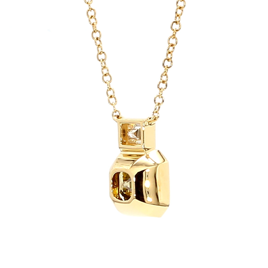 Natural Green Asscher Diamond Necklace Gia Certified
