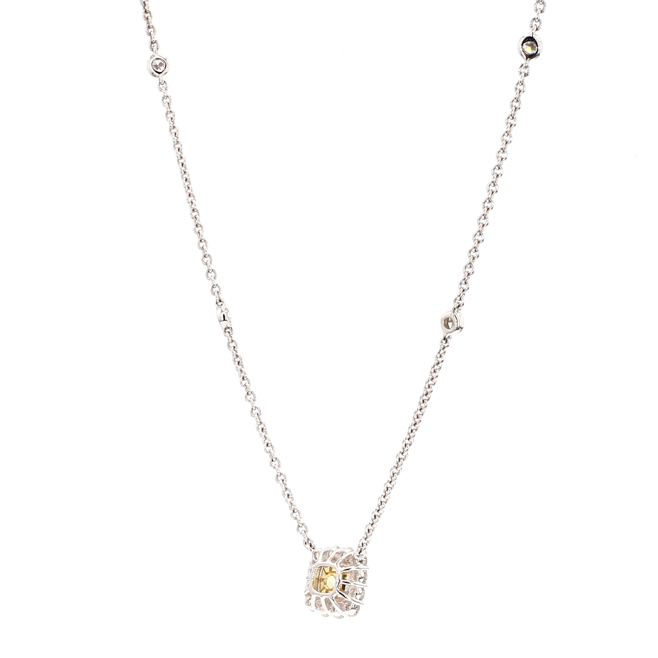 Natural Yellow Cushion Diamond Necklace
