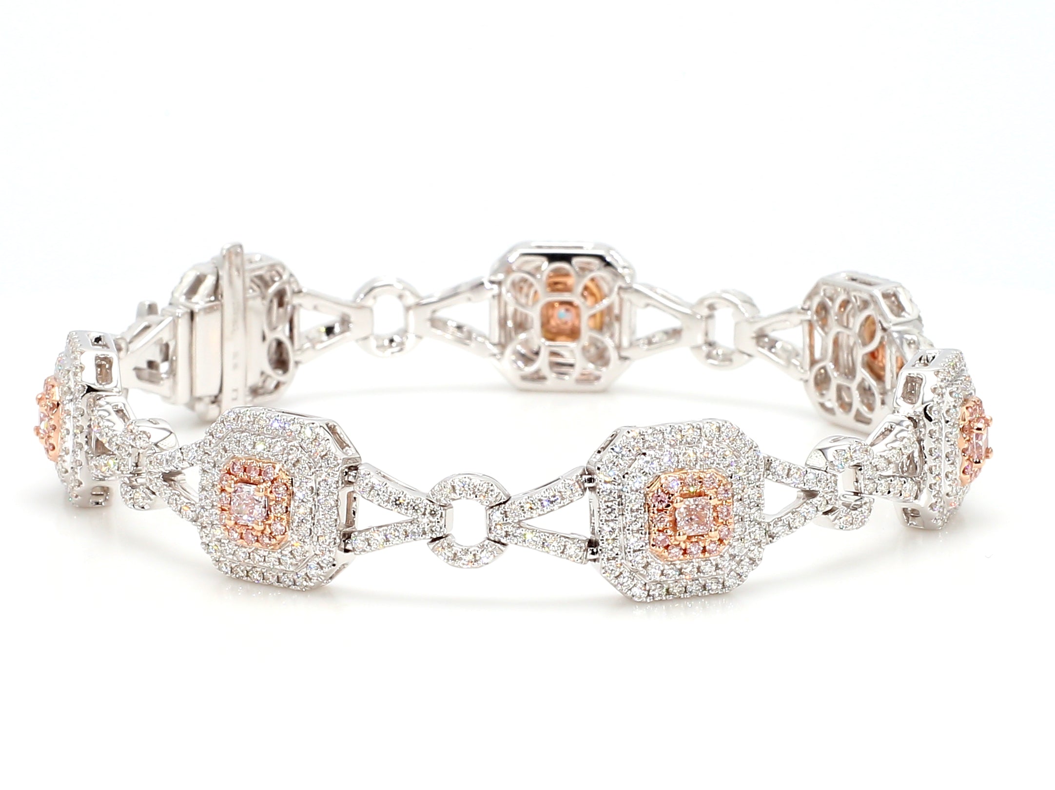 Natural Pink Radiant Diamond Bracelet Gia Certified