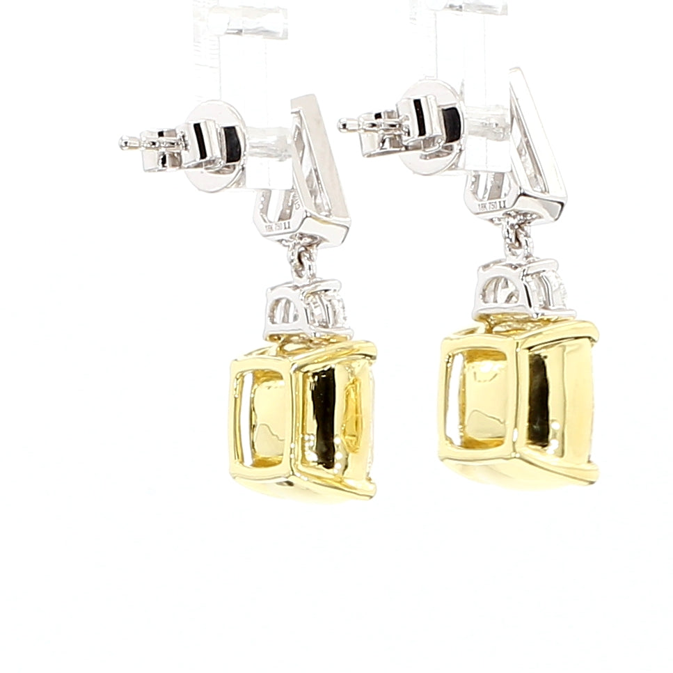 Natural Yellow Cushion Diamond Earring Gia Certified