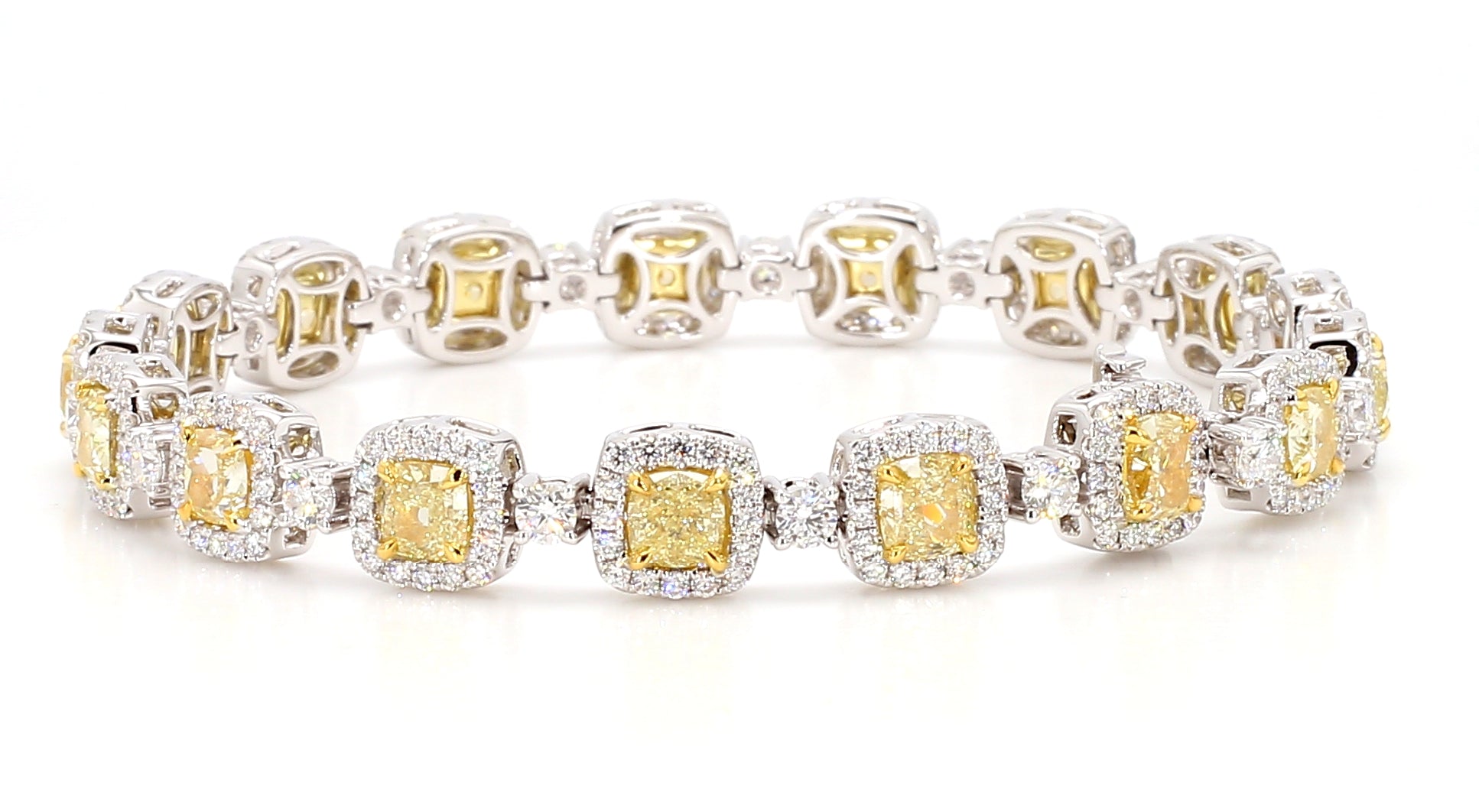 Natural Yellow Cushion Diamond Bracelet Gia Certified