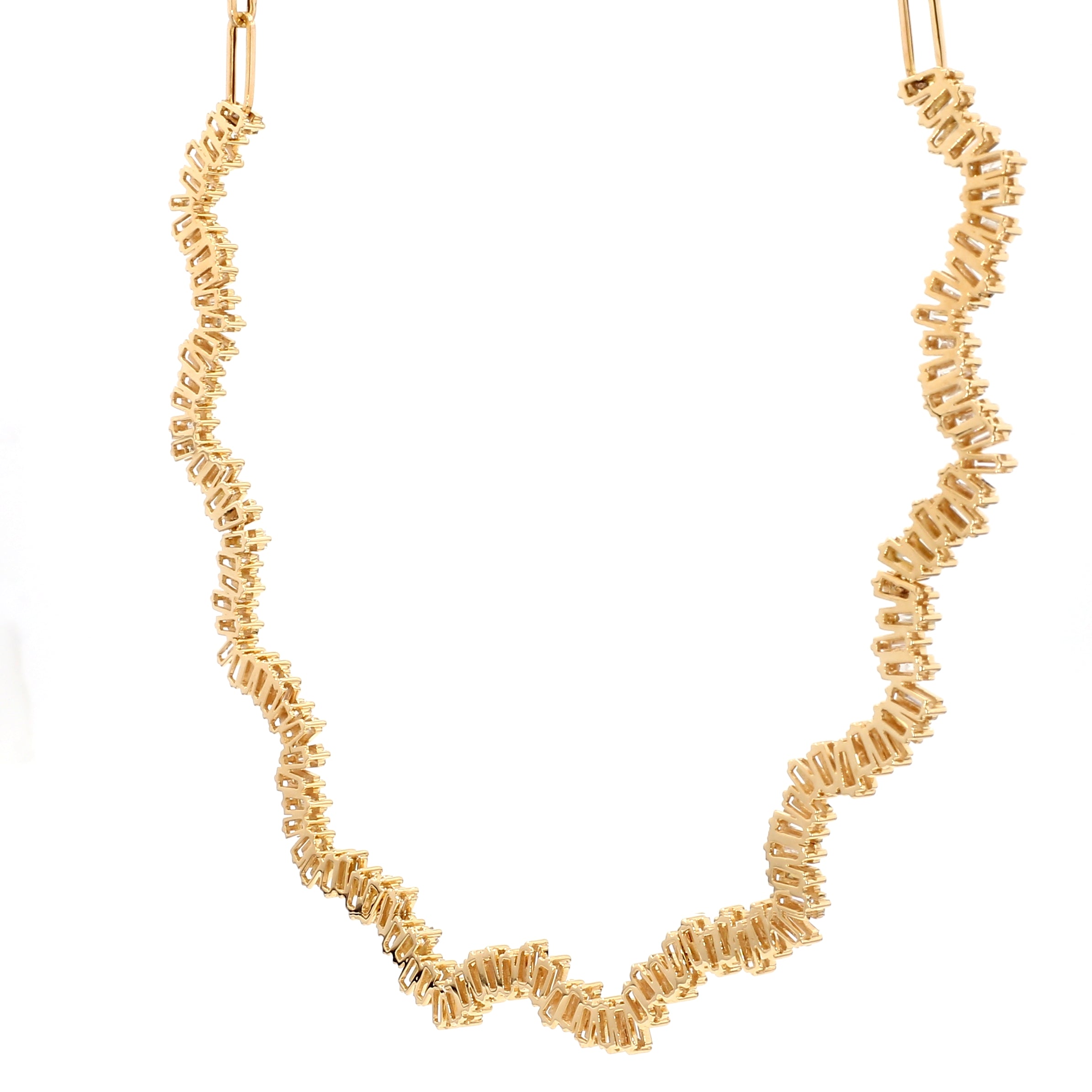Natural White Baguette Diamond Necklace