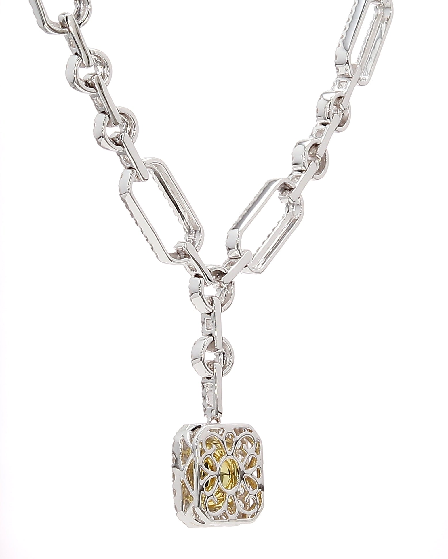 Natural Yellow Cushion Diamond Necklace Gia Certified