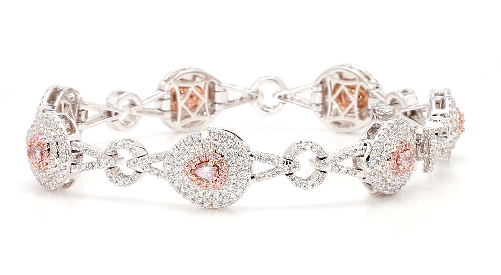 Natural Pink Pear Diamond Bracelet Gia Certified