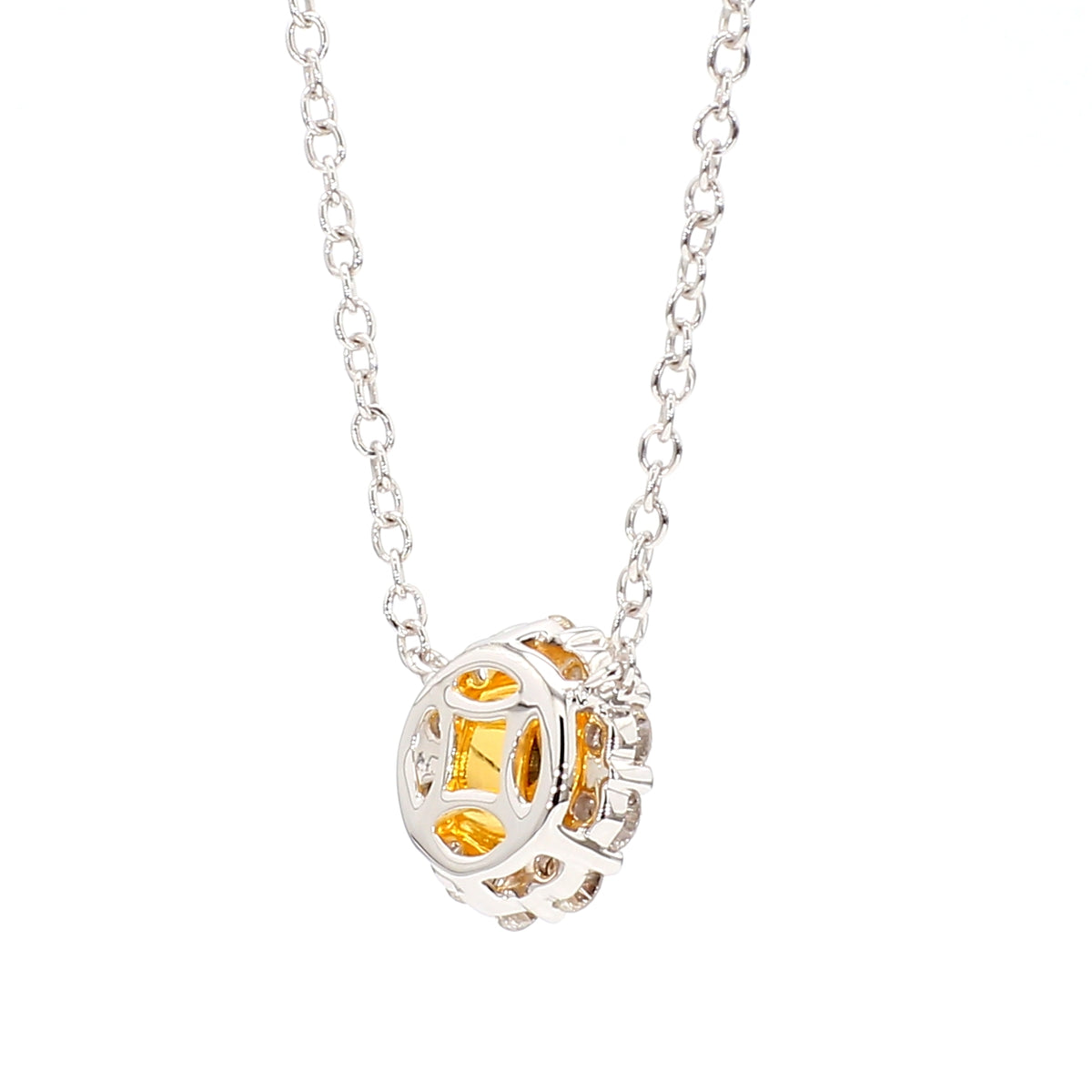 Natural Orange Round Diamond Necklace | GIA Certified