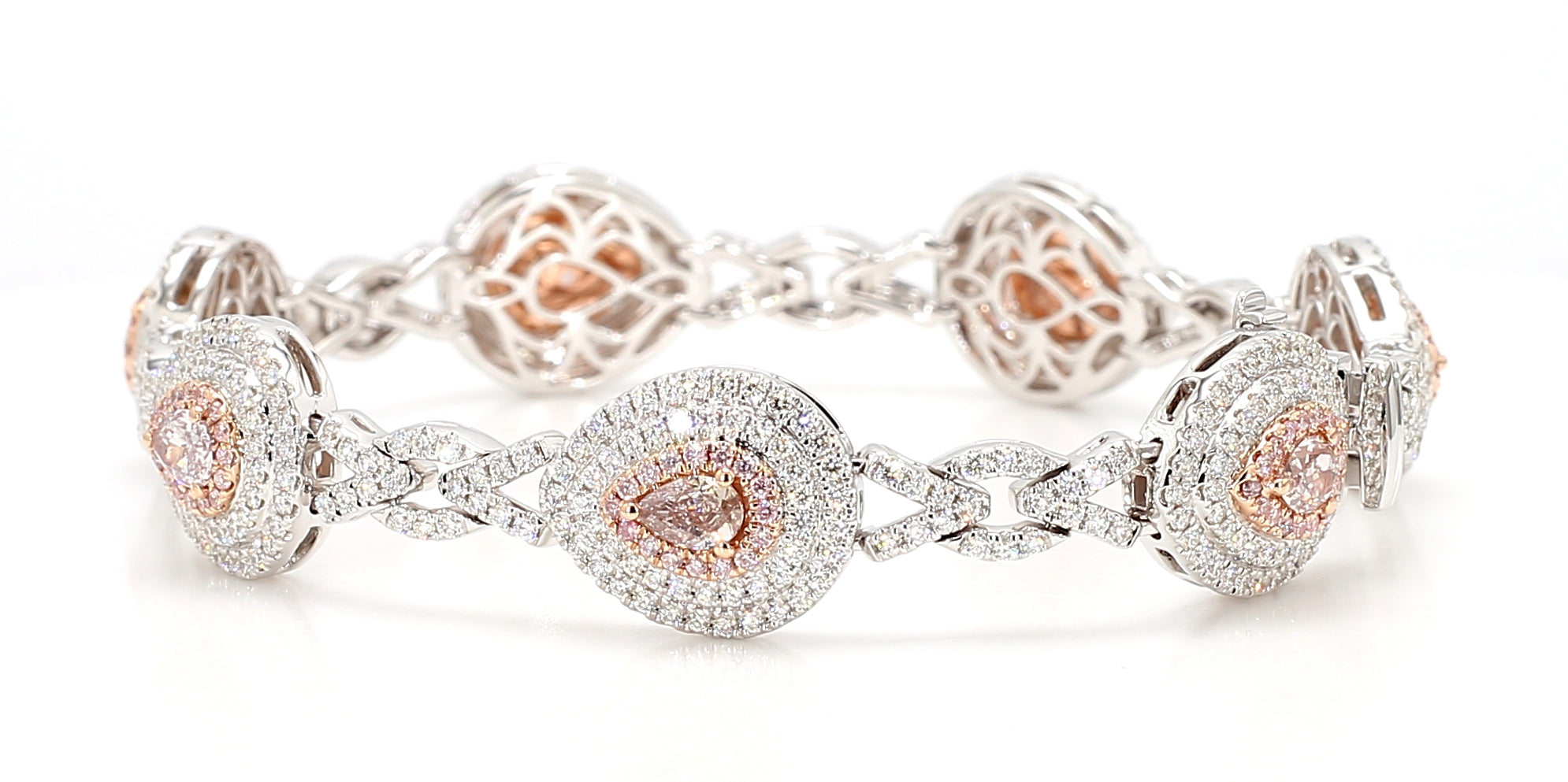 Natural Pink Pear Diamond Bracelet Gia Certified