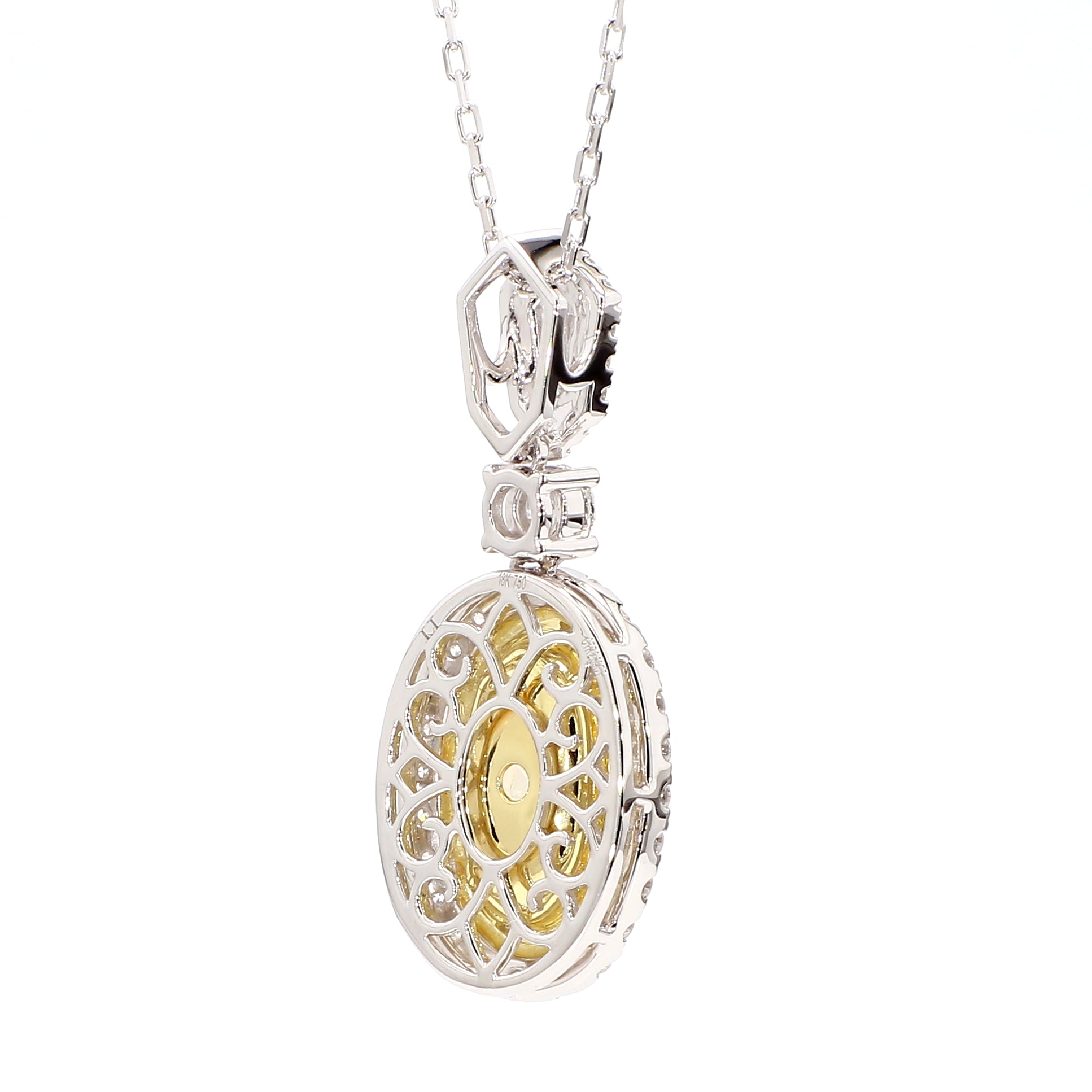 Natural Yellow Oval Diamond Pendant Gia Certified