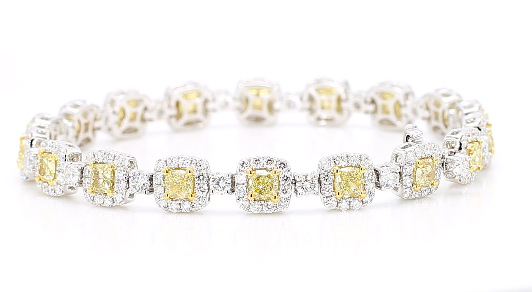 Natural Yellow Cushion Diamond Bracelet