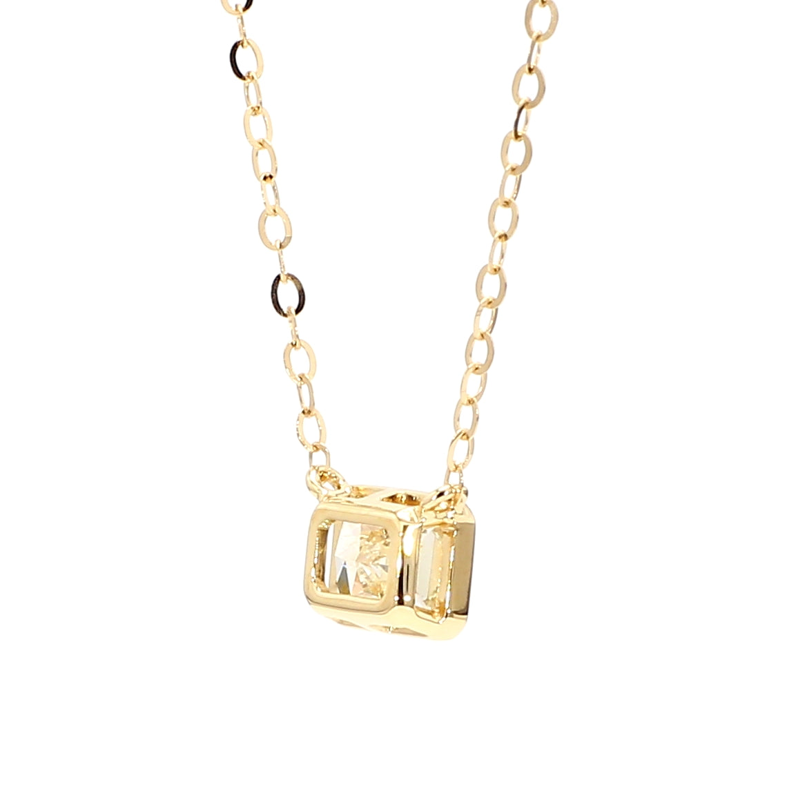 Natural Yellow Radiant Diamond Necklace Gia Certified