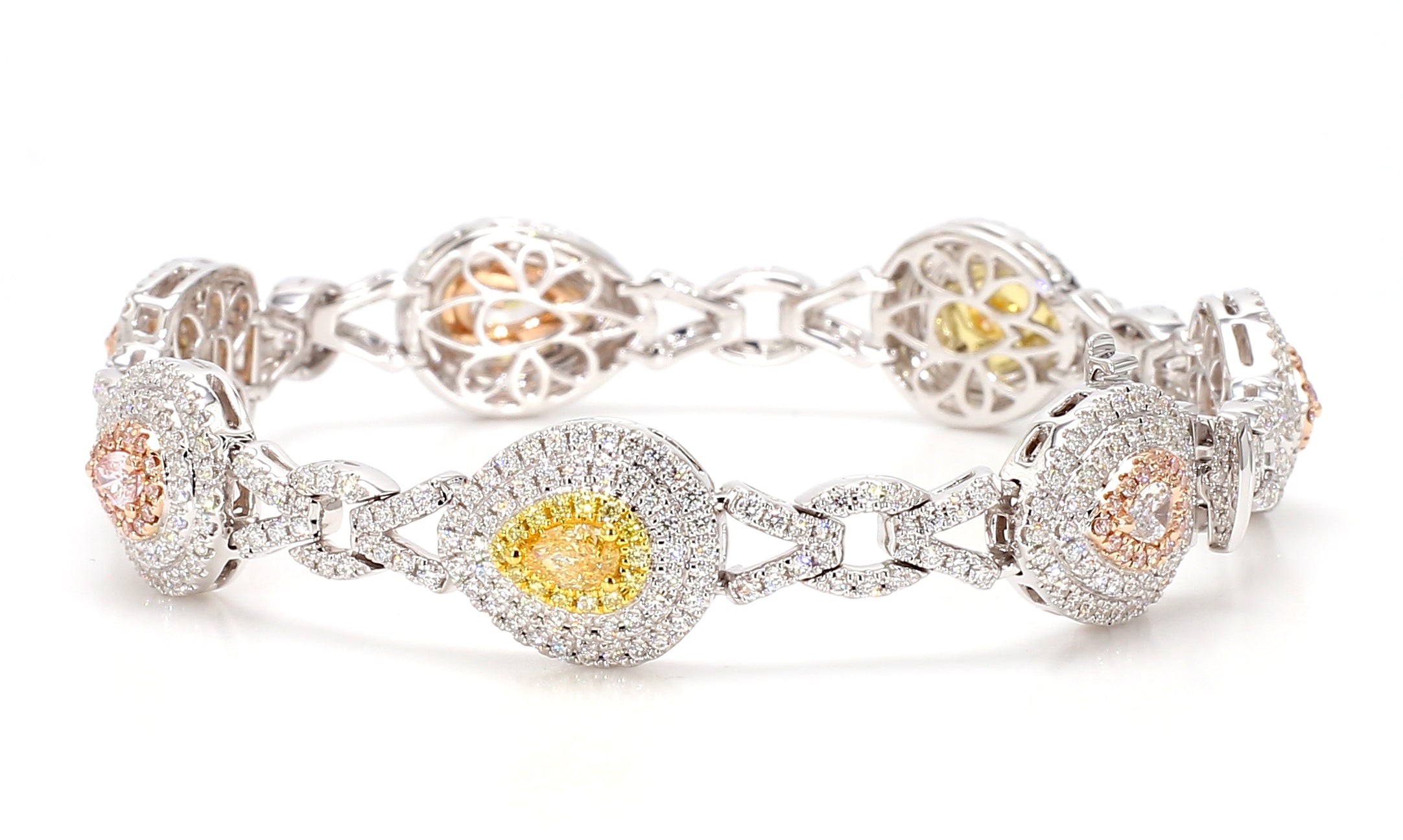 Natural Blue Pear Diamond Bracelet Gia Certified