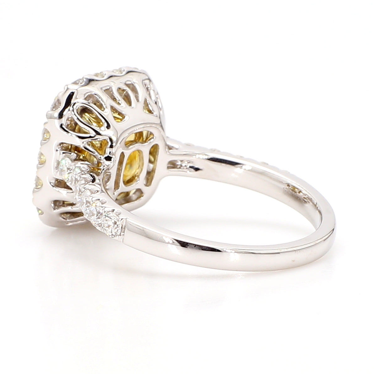 Natural Yellow Cushion Diamond Ring Gia Certified