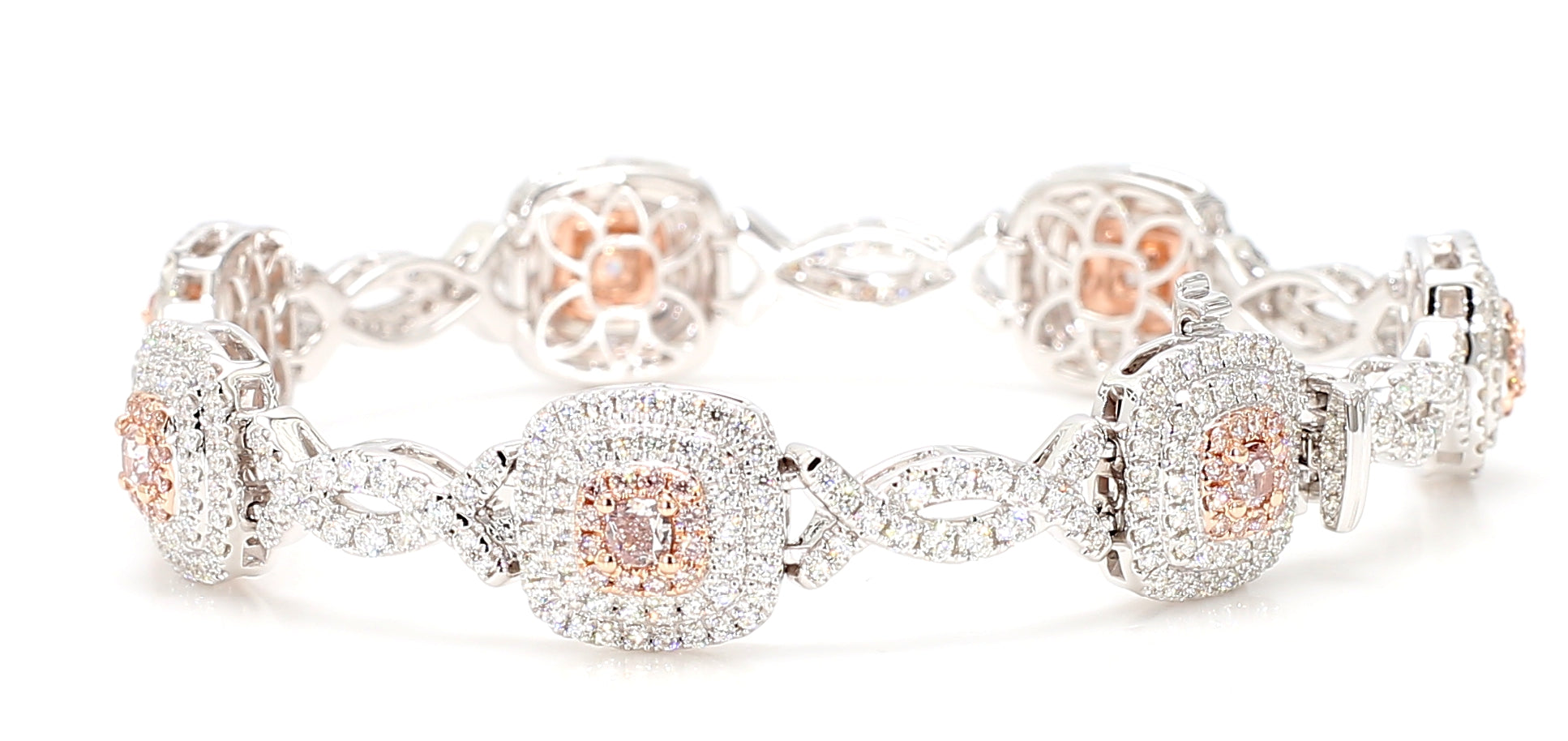 Natural Pink Cushion Diamond Bracelet Gia Certified