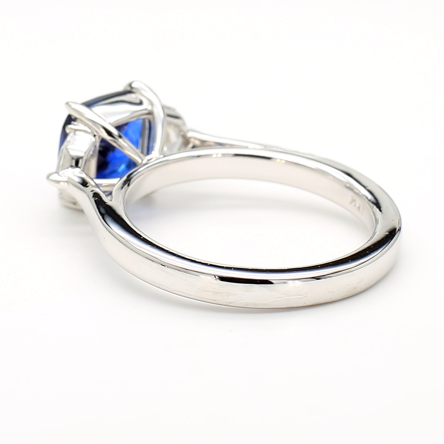 Natural Blue Cushion Sapphire & White Diamond Ring GIA Certified product image 4