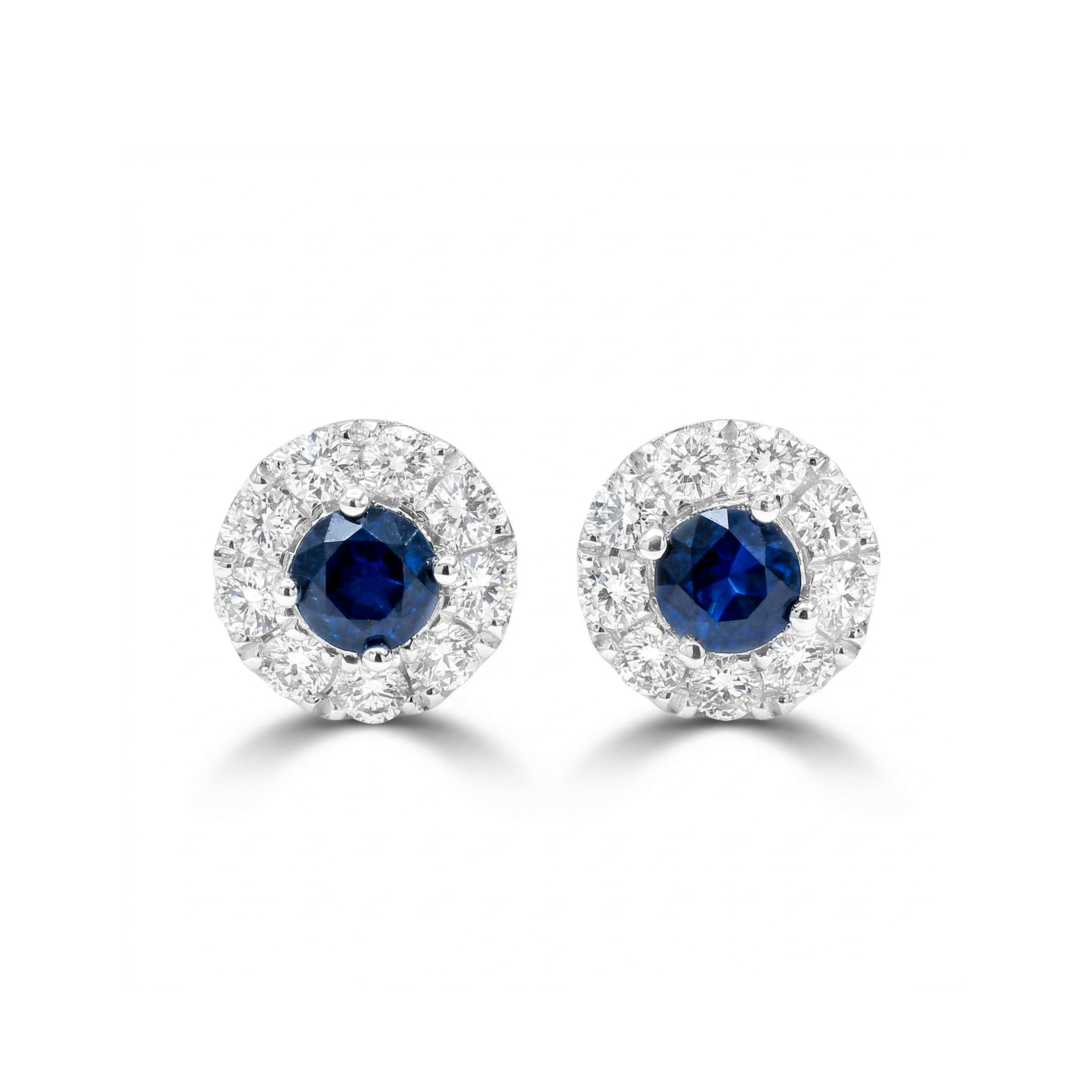 Natural Sapphire & White Diamond Halo Earrings product image 1