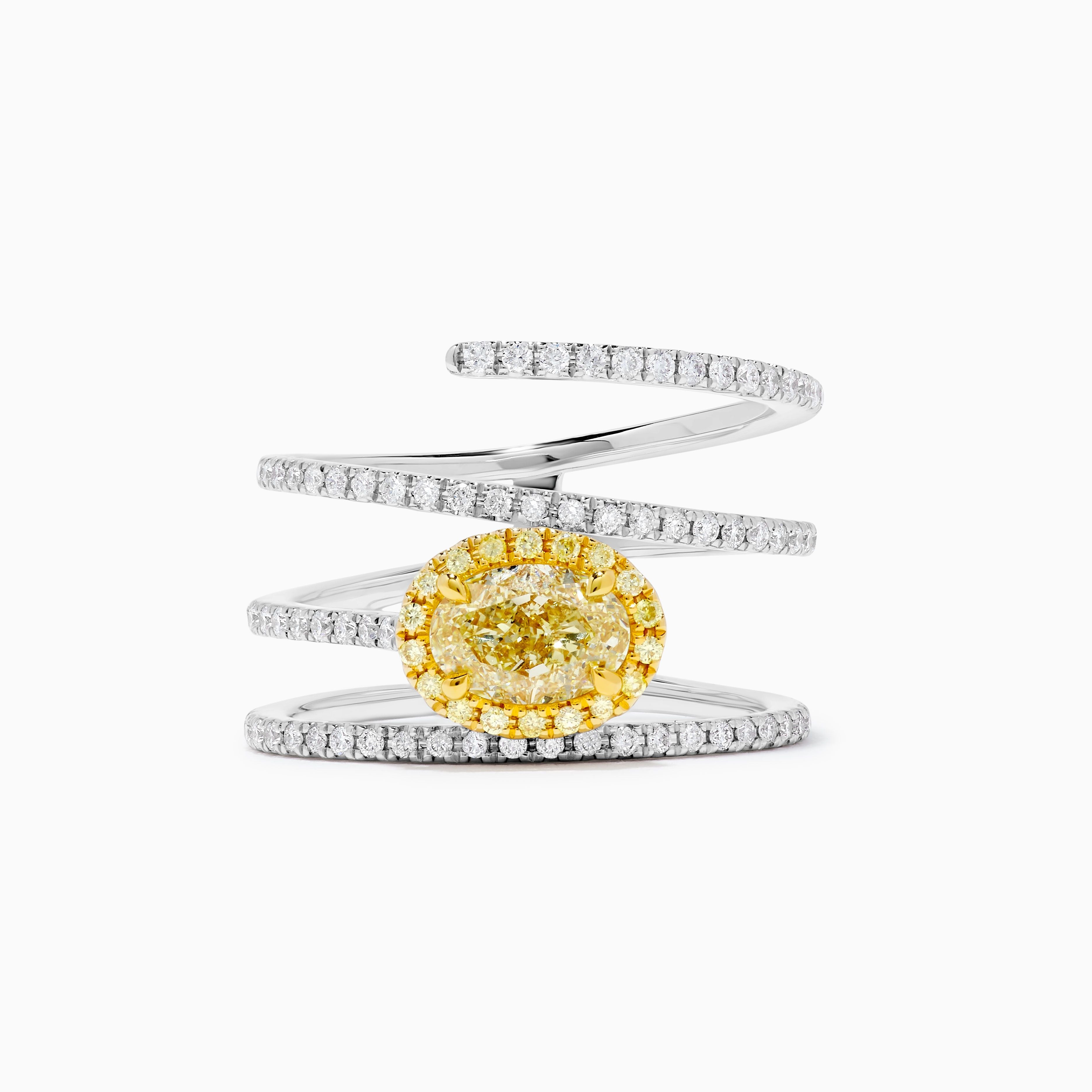 GIA Yellow Oval Cut & White Diamond Ring JR1913GH