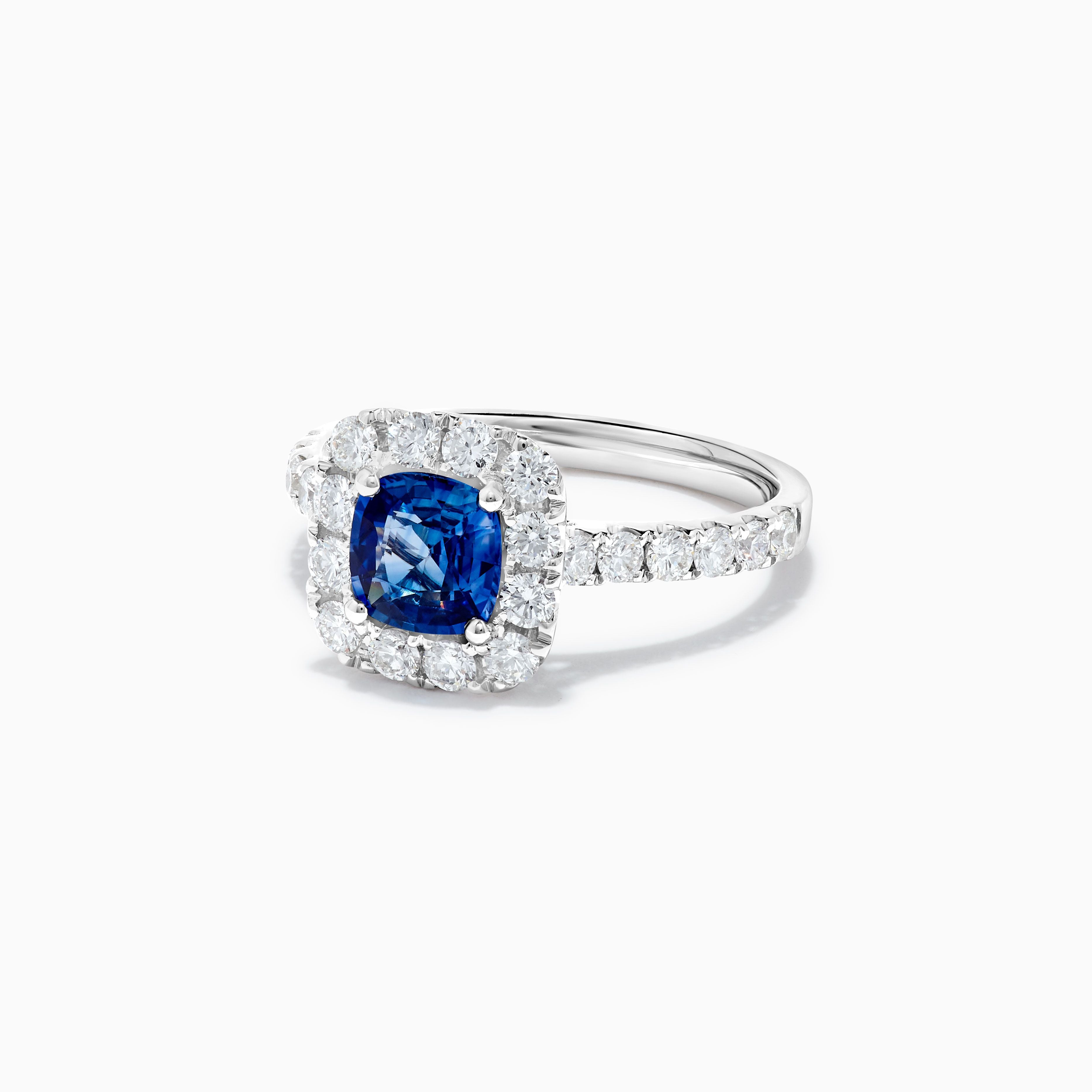 Cushion Blue Sapphire and White Diamond Ring JRC253GH