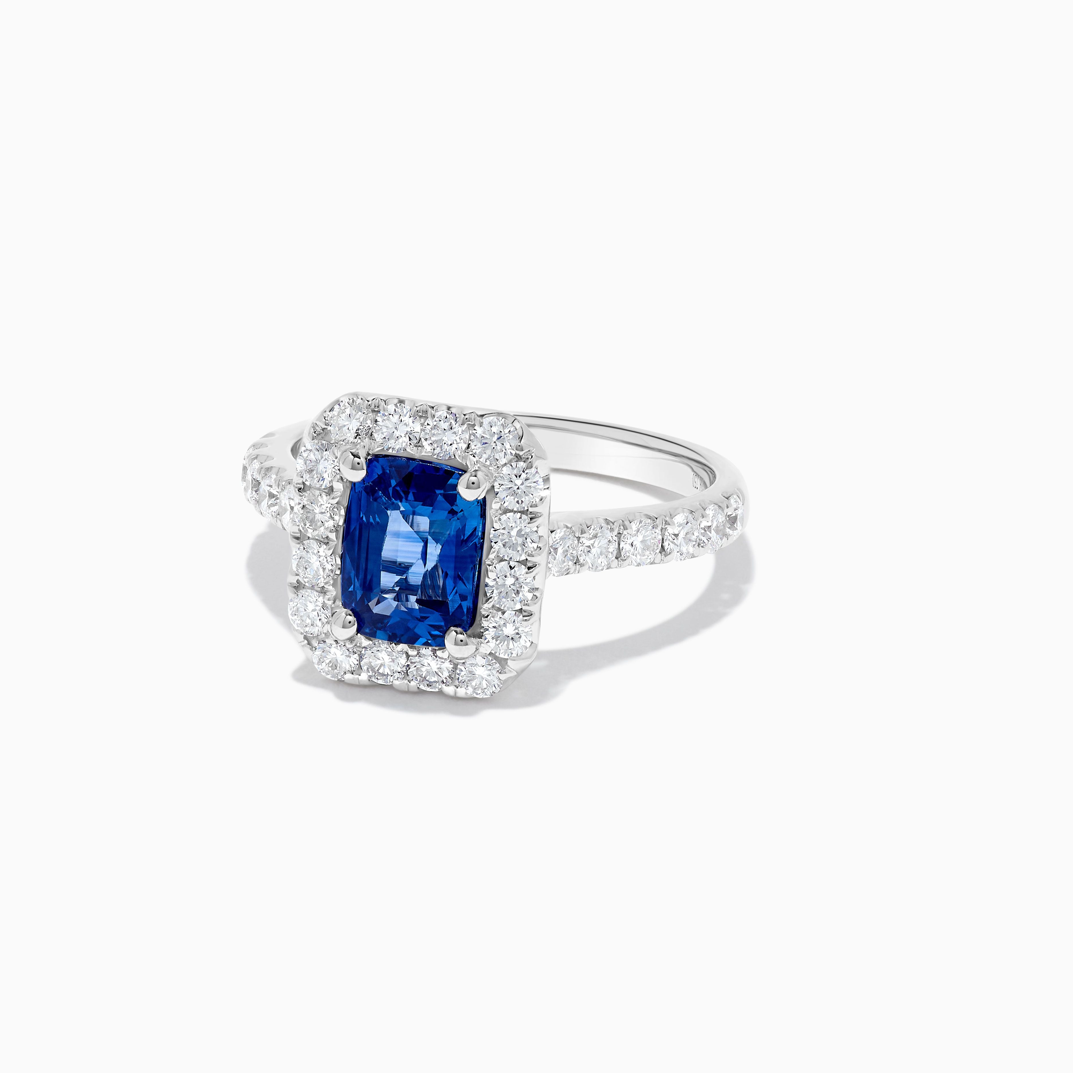 Cushion Blue Sapphire and White Diamond Ring JRC248GH