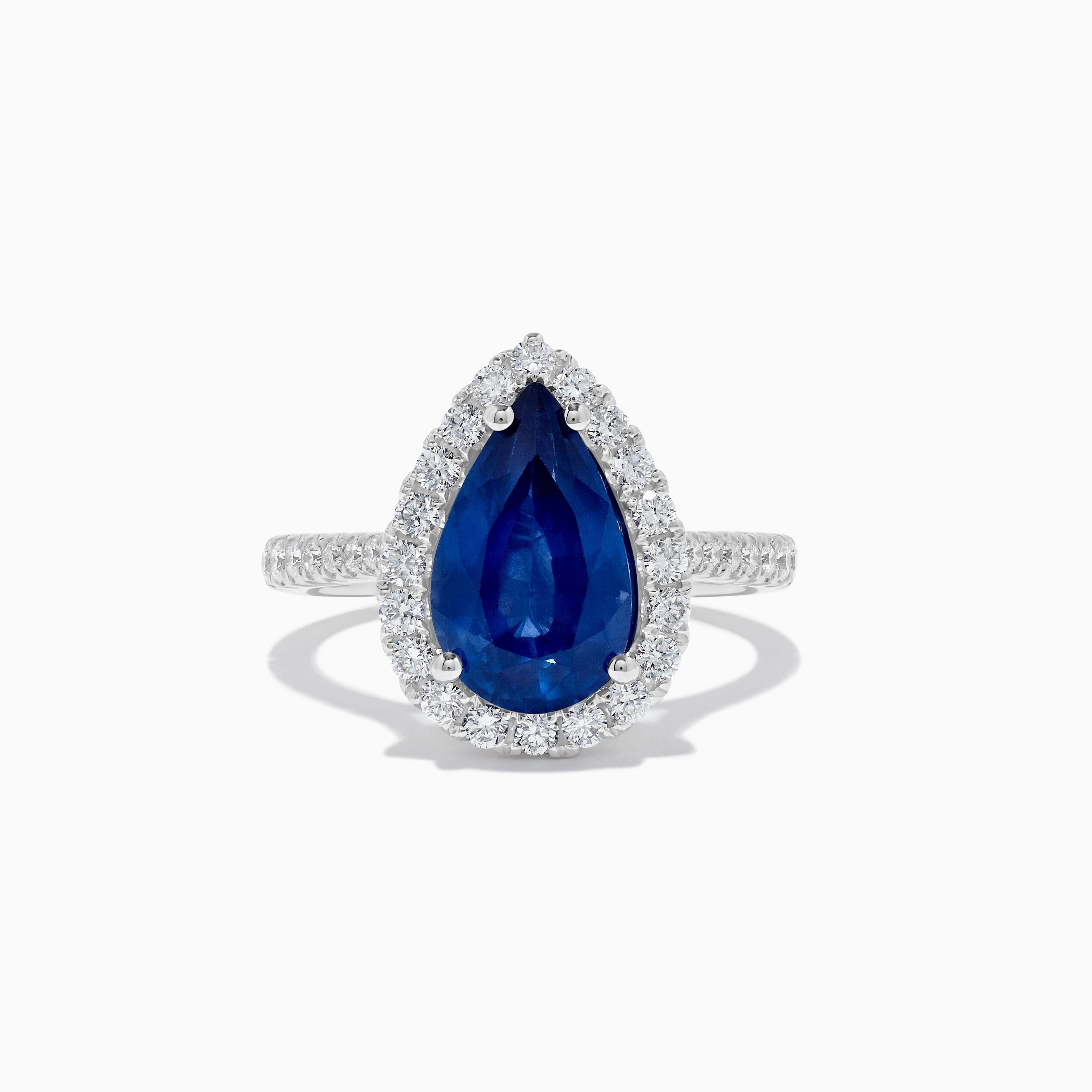 Pear Blue Sapphire and White Diamond Ring JRC257GH