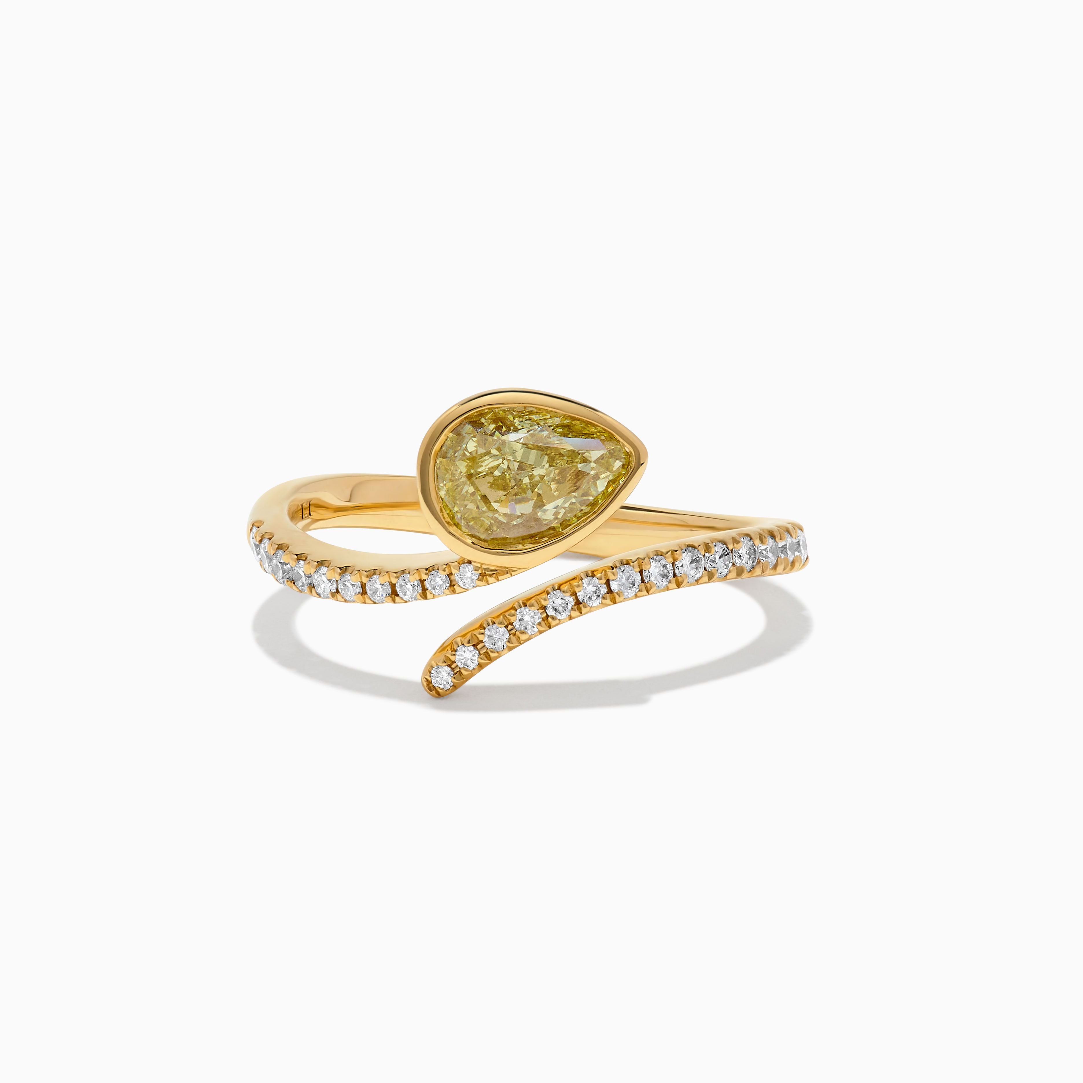 GIA Yellow Pear Cut & White Diamond Ring JR01207H