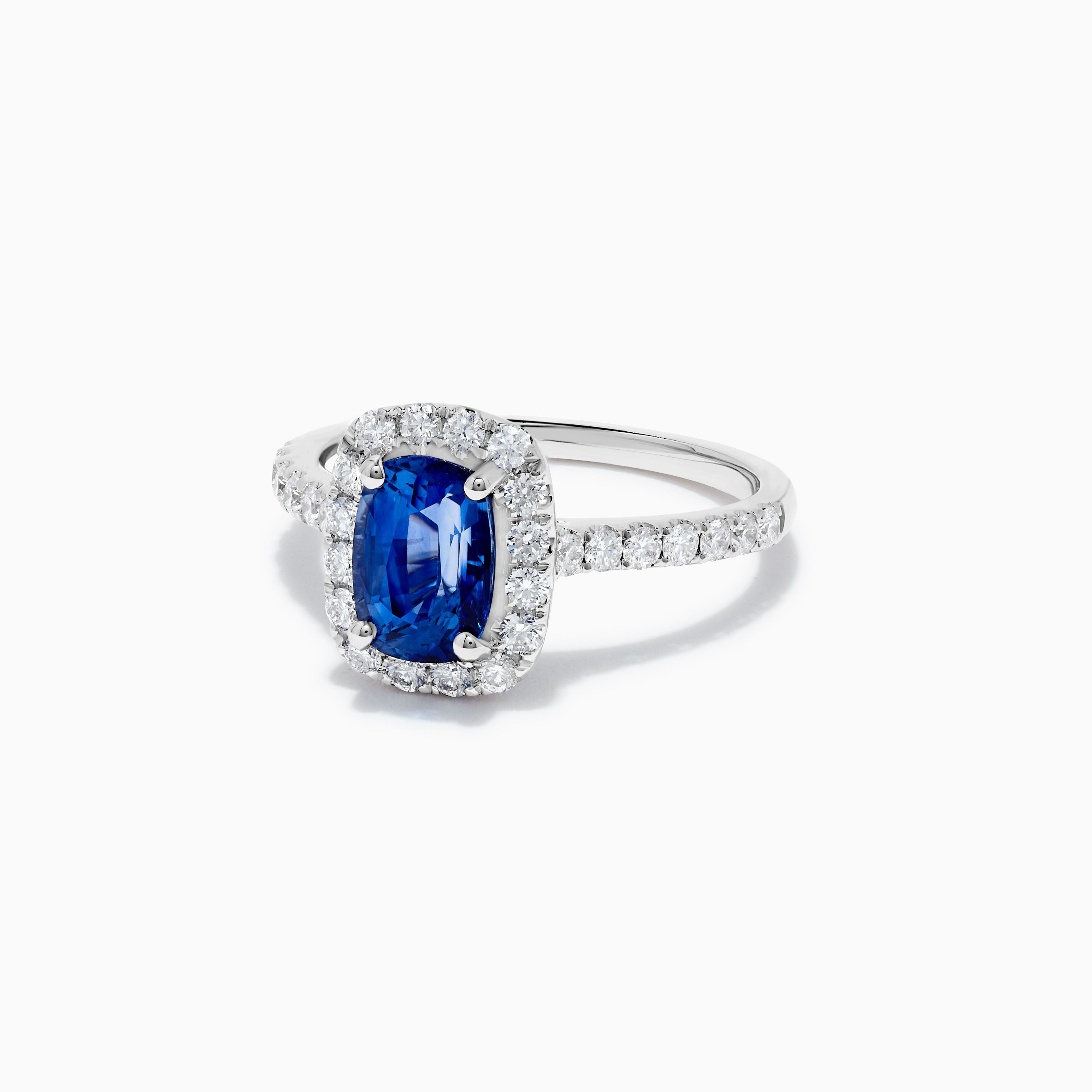 Cushion Blue Sapphire and White Diamond Ring JRC250GH