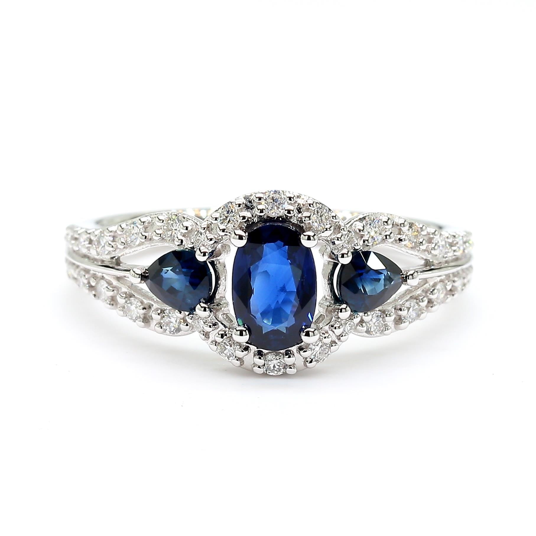 Natural Oval & Pear Sapphire & Diamond Ring product image 3