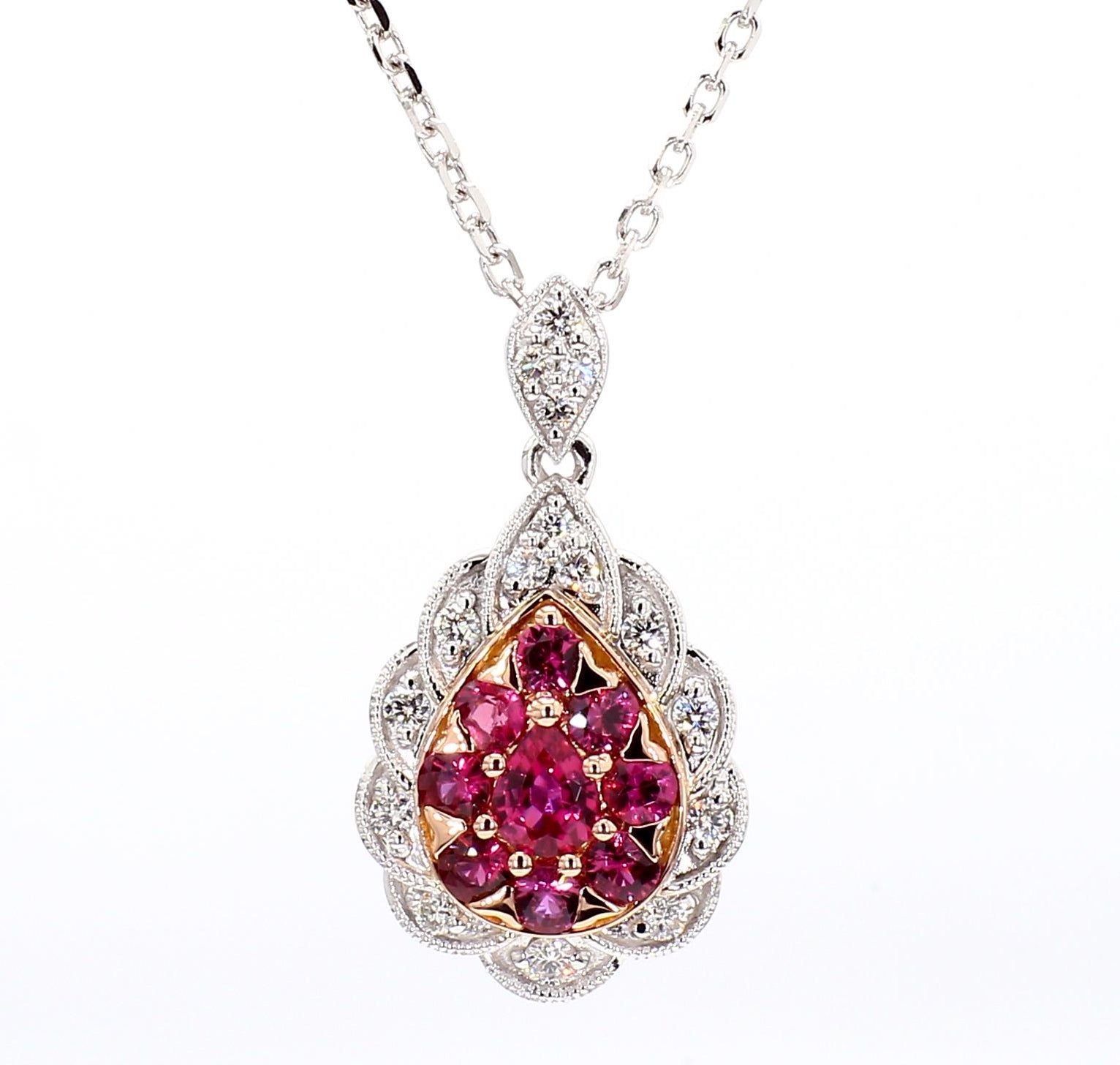 Natural Ruby & Diamond Pear Drop Necklace product image 3